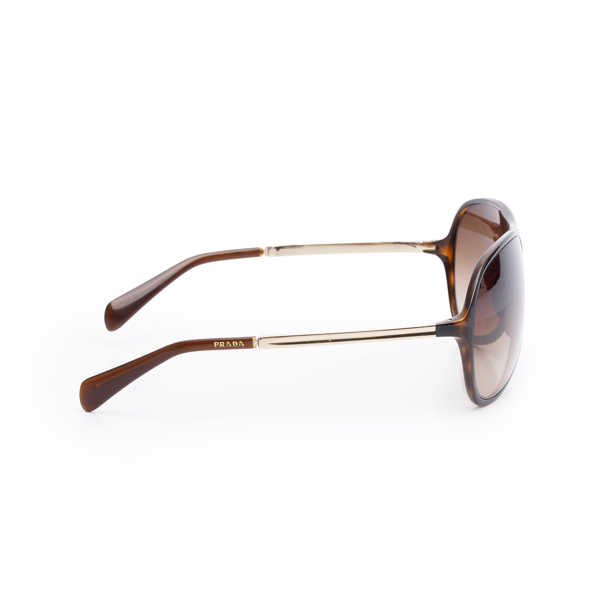 Prada SPR 06N Brown Acetate Arm Aviator Sunglasses w/ Case