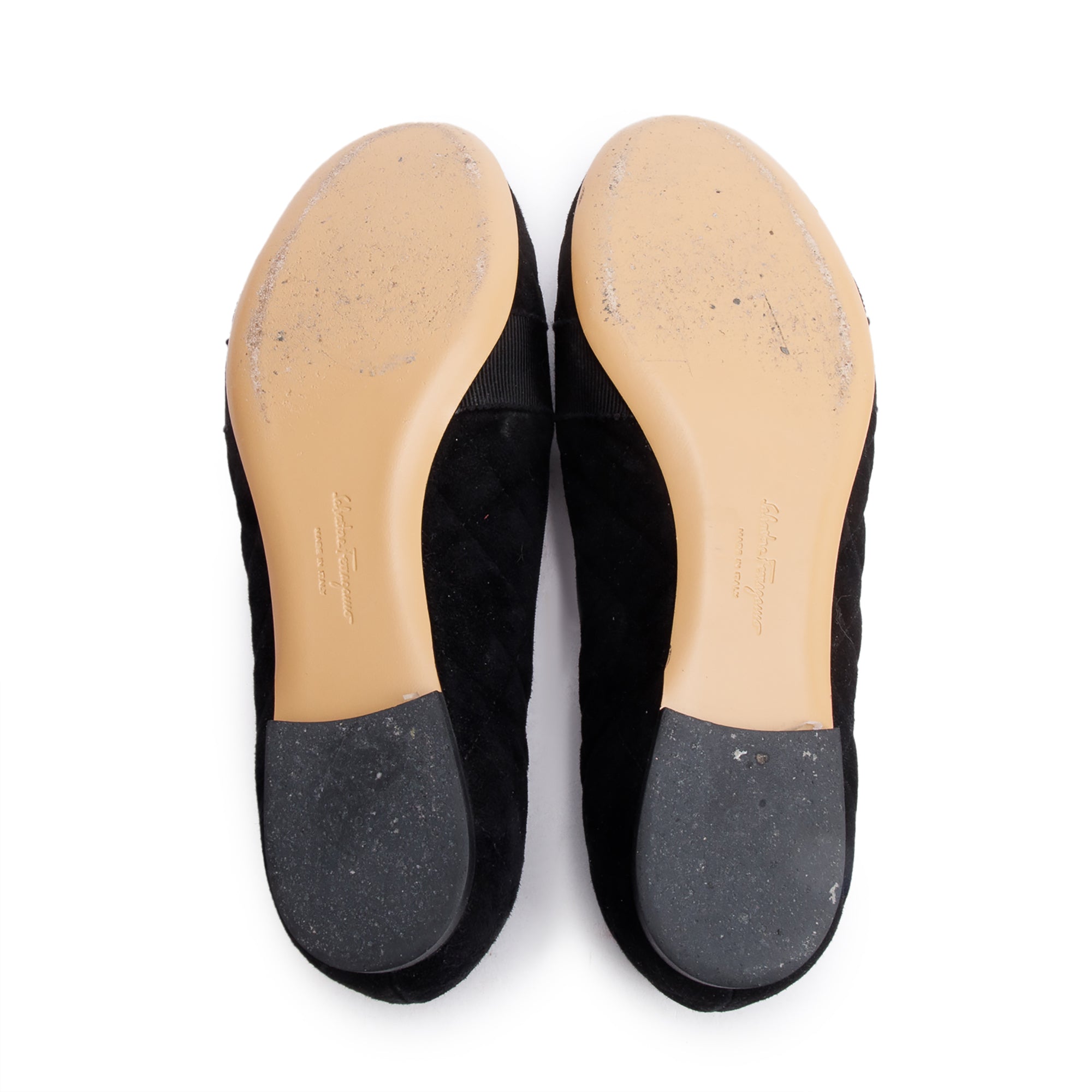 Salvatore Ferragamo Black Quilted Suede Scotty Loafers, Size 7.5 w/ Box
