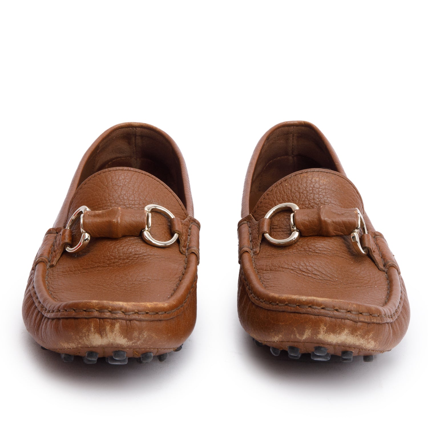 Gucci Brown Leather Horsebit Accent Loafers, Size 37 w/ Box