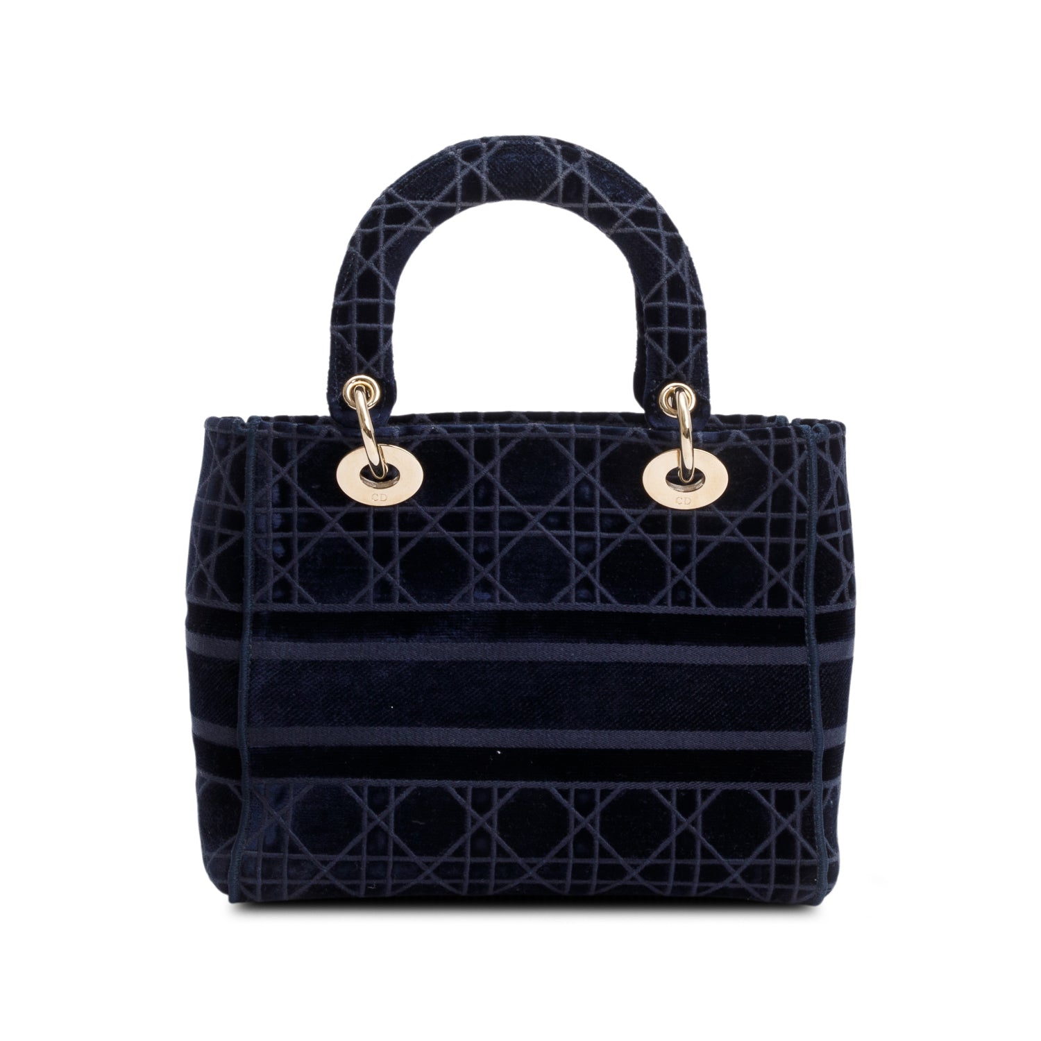 Christian Dior 2020 Navy Toile De Jouy Embroidery Medium Lady D-Lite Bag w/ Strap & Authenticity Card