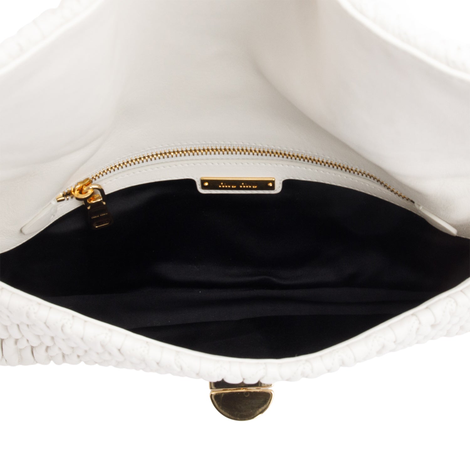 Miu Miu 2021 White Nappa Iconic Crystal Cloque Flap Shoulder Bag w/ Straps & Receipt