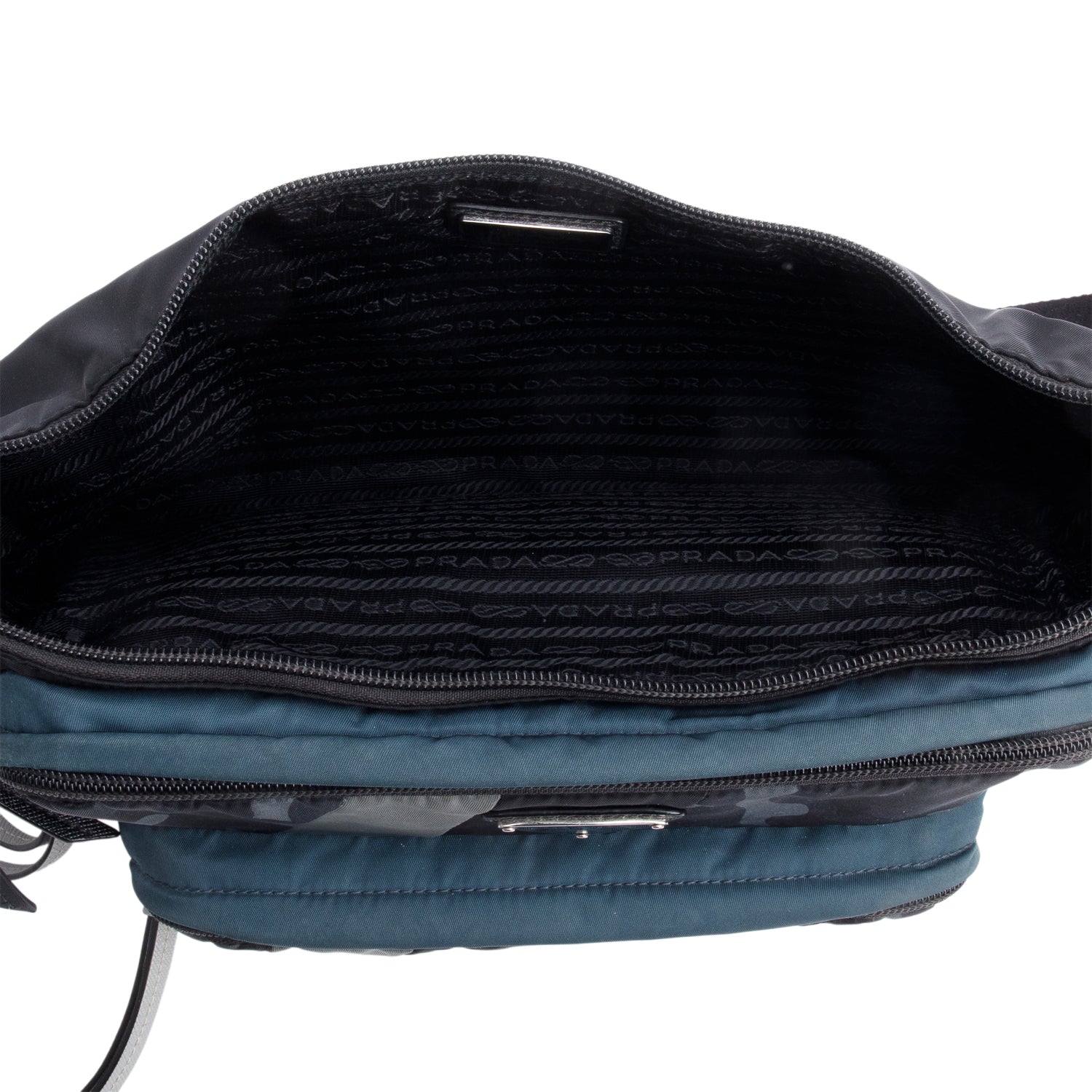 Prada Black/Blue/Grey Camouflage Tessuto Nylon Belt Bag