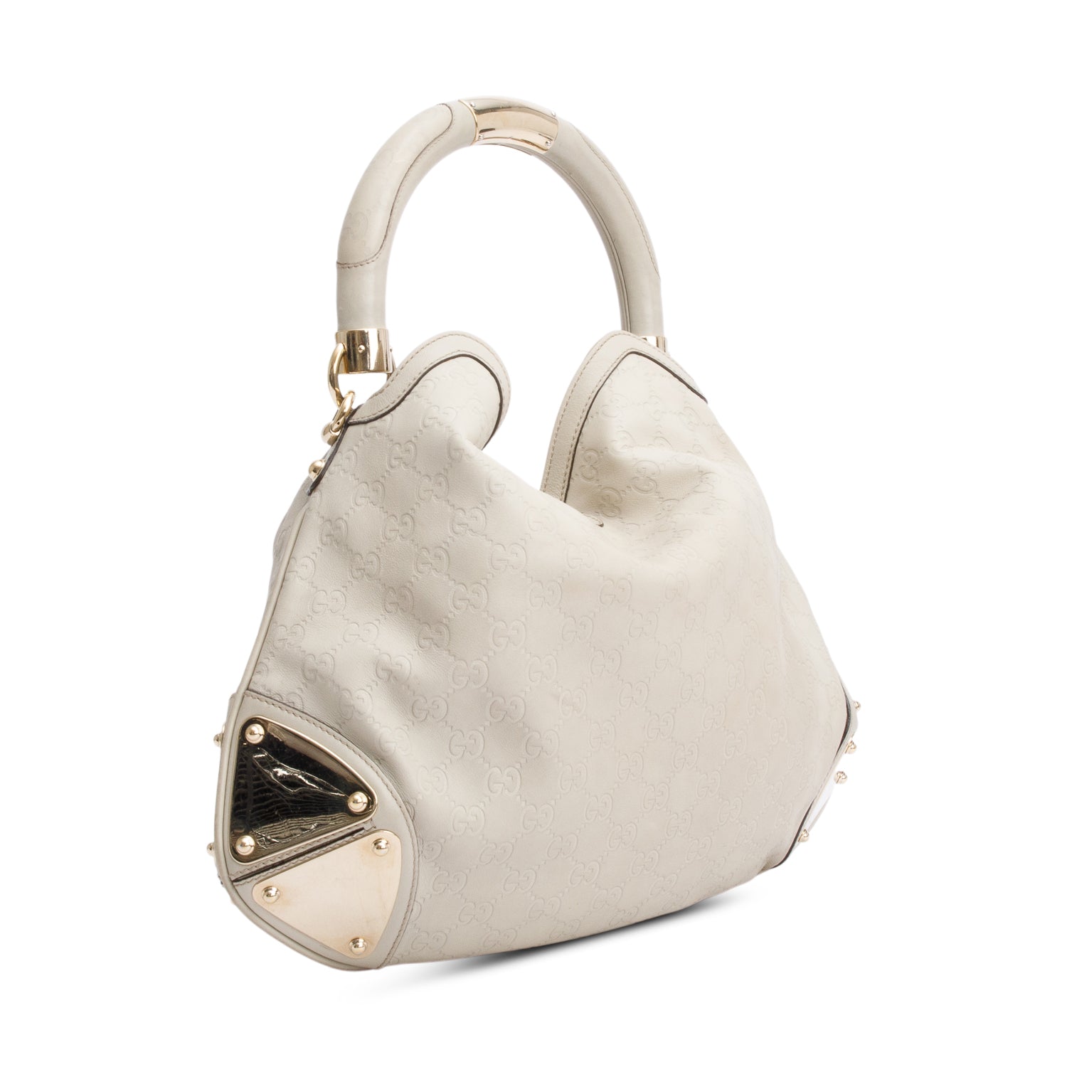 Gucci Ivory Guccissima Leather Medium Bamboo Indy Tassel Hobo w/ Strap