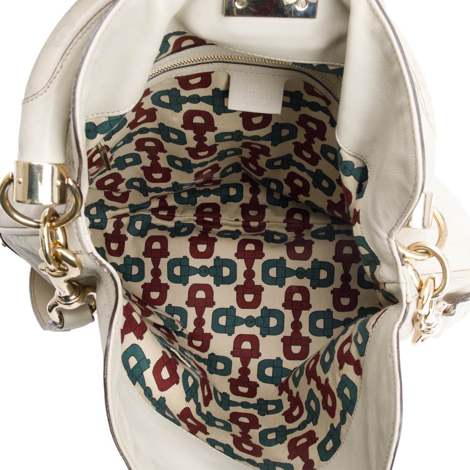 Gucci Ivory Guccissima Leather Medium Bamboo Indy Tassel Hobo w/ Strap
