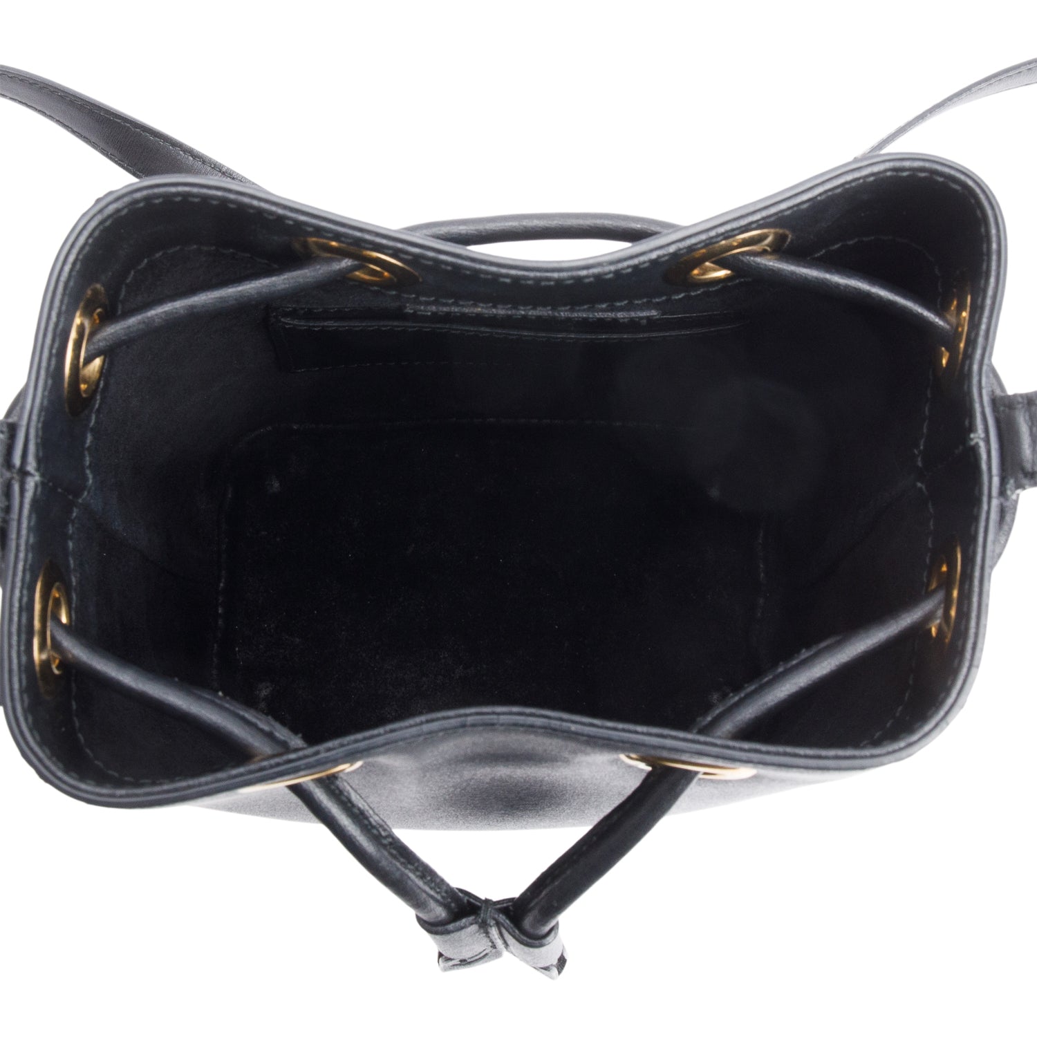 Ferragamo Black Leather Studded Bucket Crossbody Bag