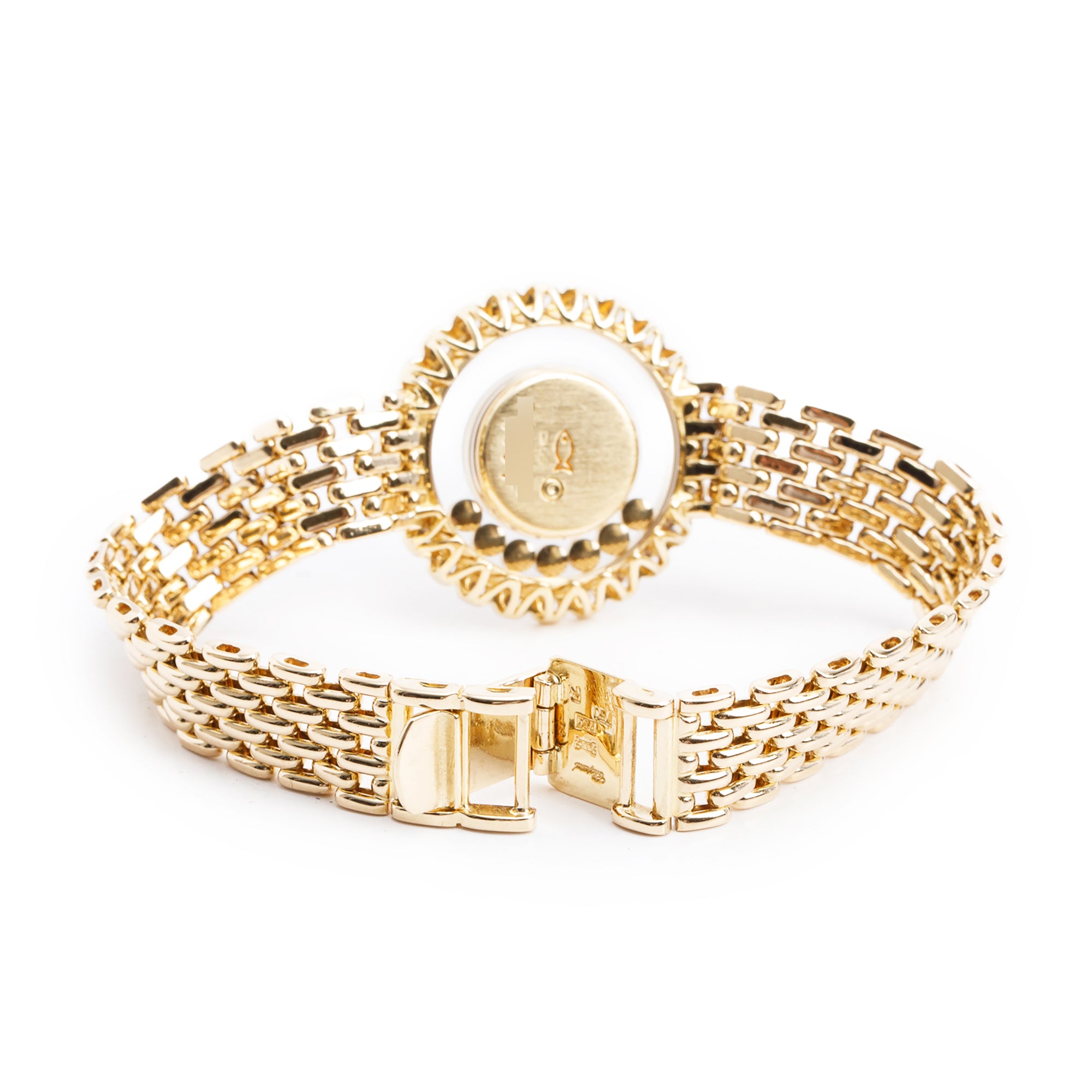 Chopard 18k Yellow Gold Diamond 27 MM Happy Diamonds Watch 4097