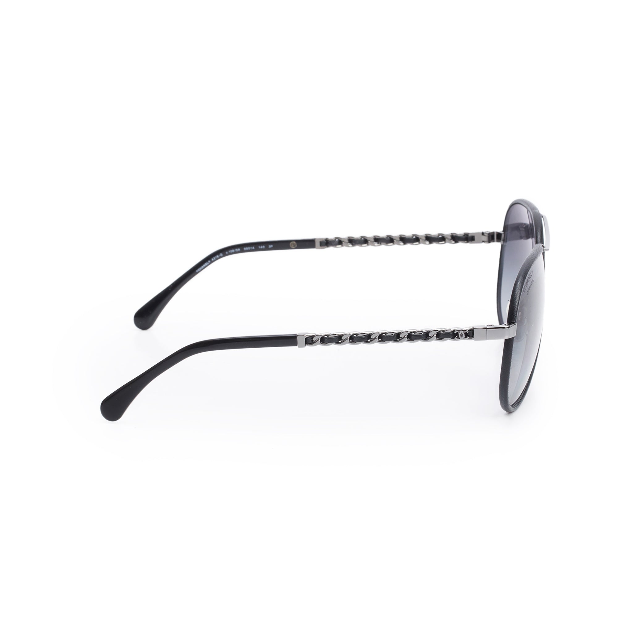 Chanel 4219-Q Gun-Metal Chain-Link Accent Aviator Sunglasses w/ Case