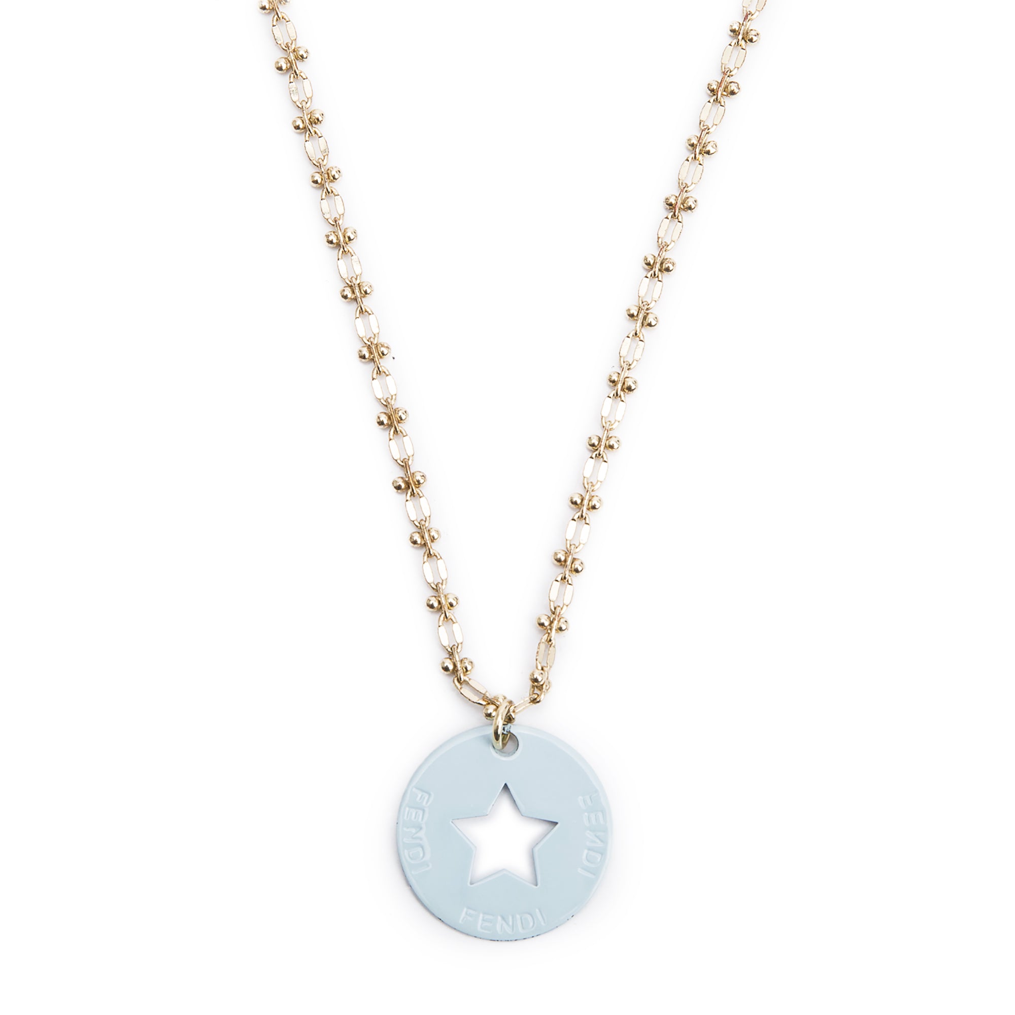 Fendi Gold-Plated Identification Star Disc Pendant Necklace