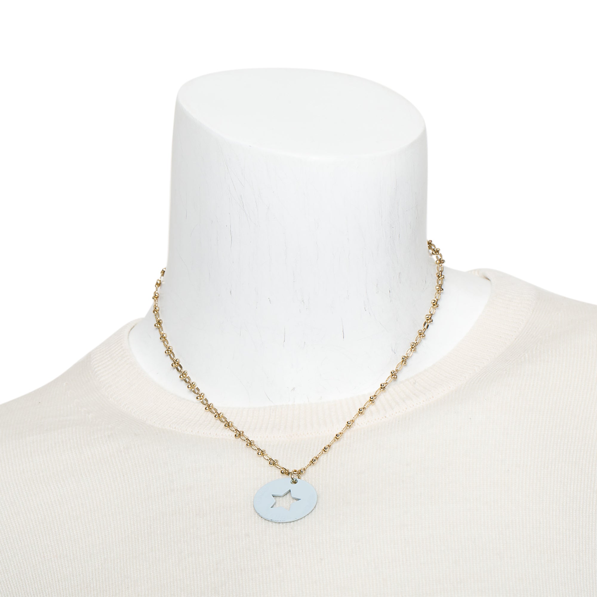 Fendi Gold-Plated Identification Star Disc Pendant Necklace