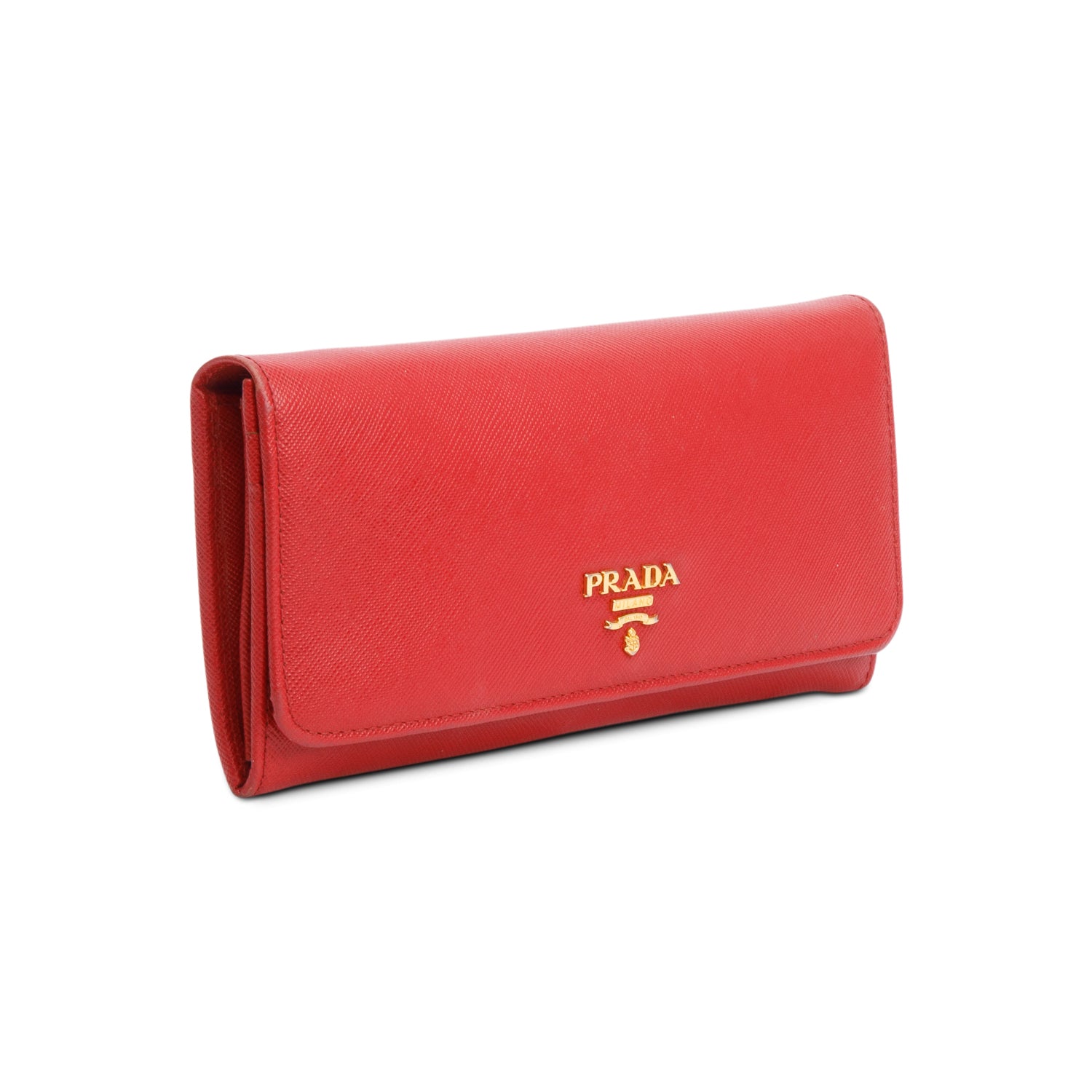 Prada Red Saffiano Leather Continental Wallet w/ Box