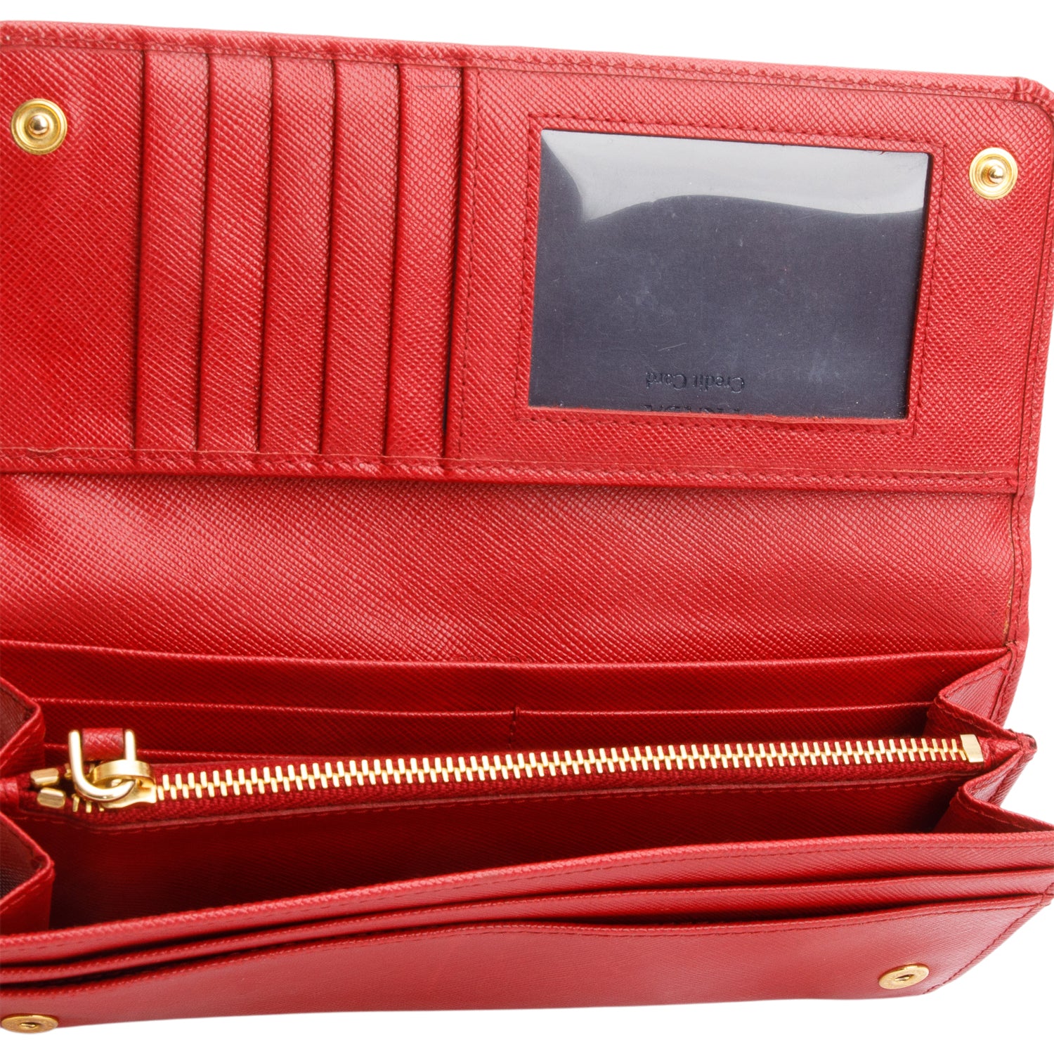 Prada Red Saffiano Leather Continental Wallet w/ Box