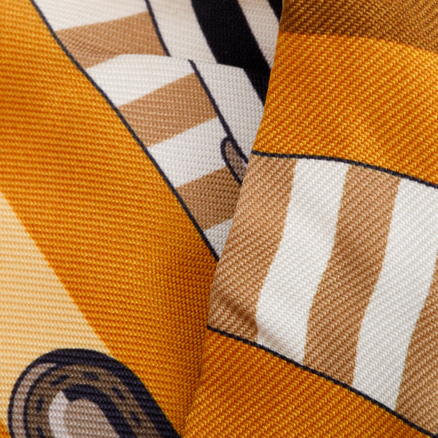 Hermes Brown Multicolor 'Buckle Print' Silk Twilly w/ Box