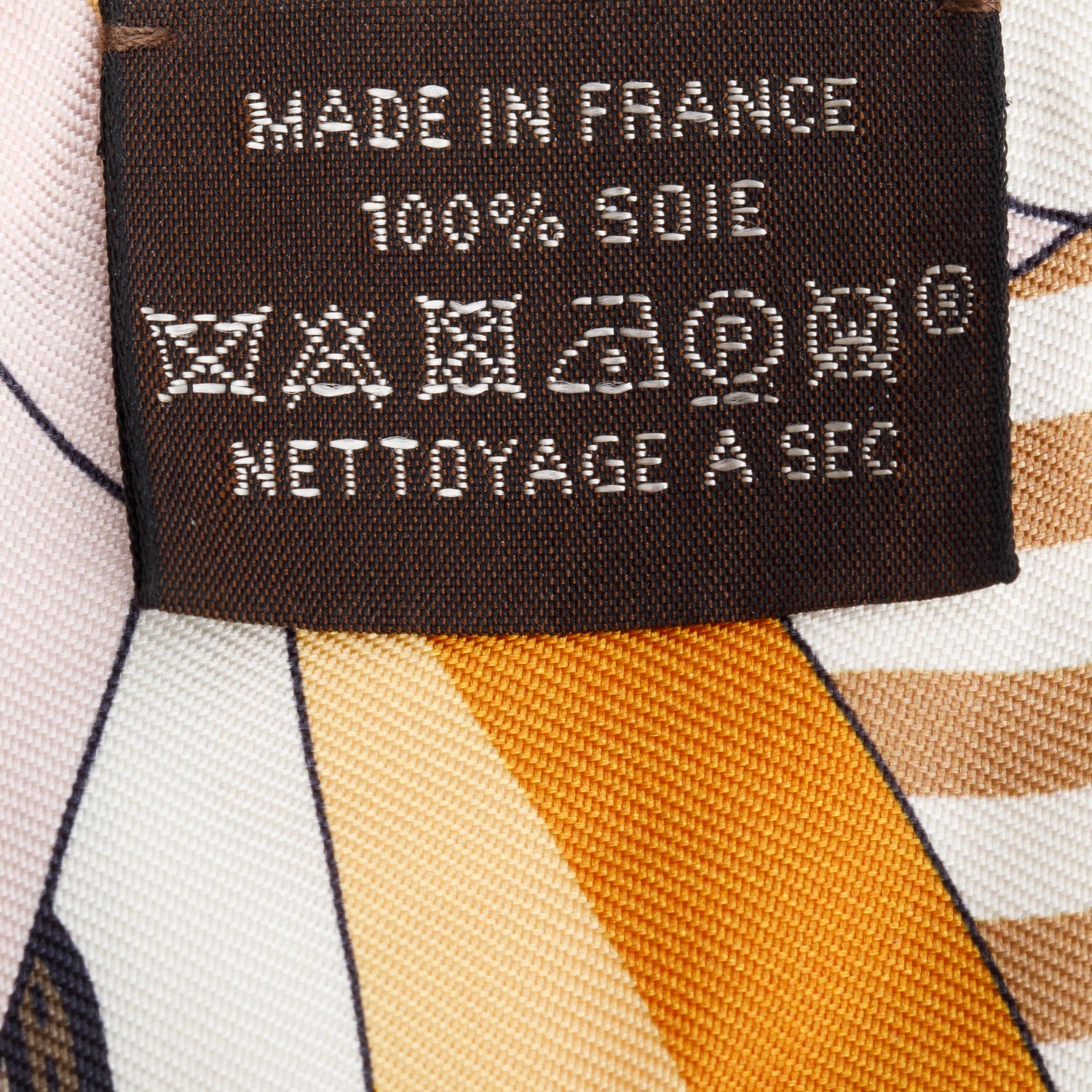 Hermes Brown Multicolor 'Buckle Print' Silk Twilly w/ Box
