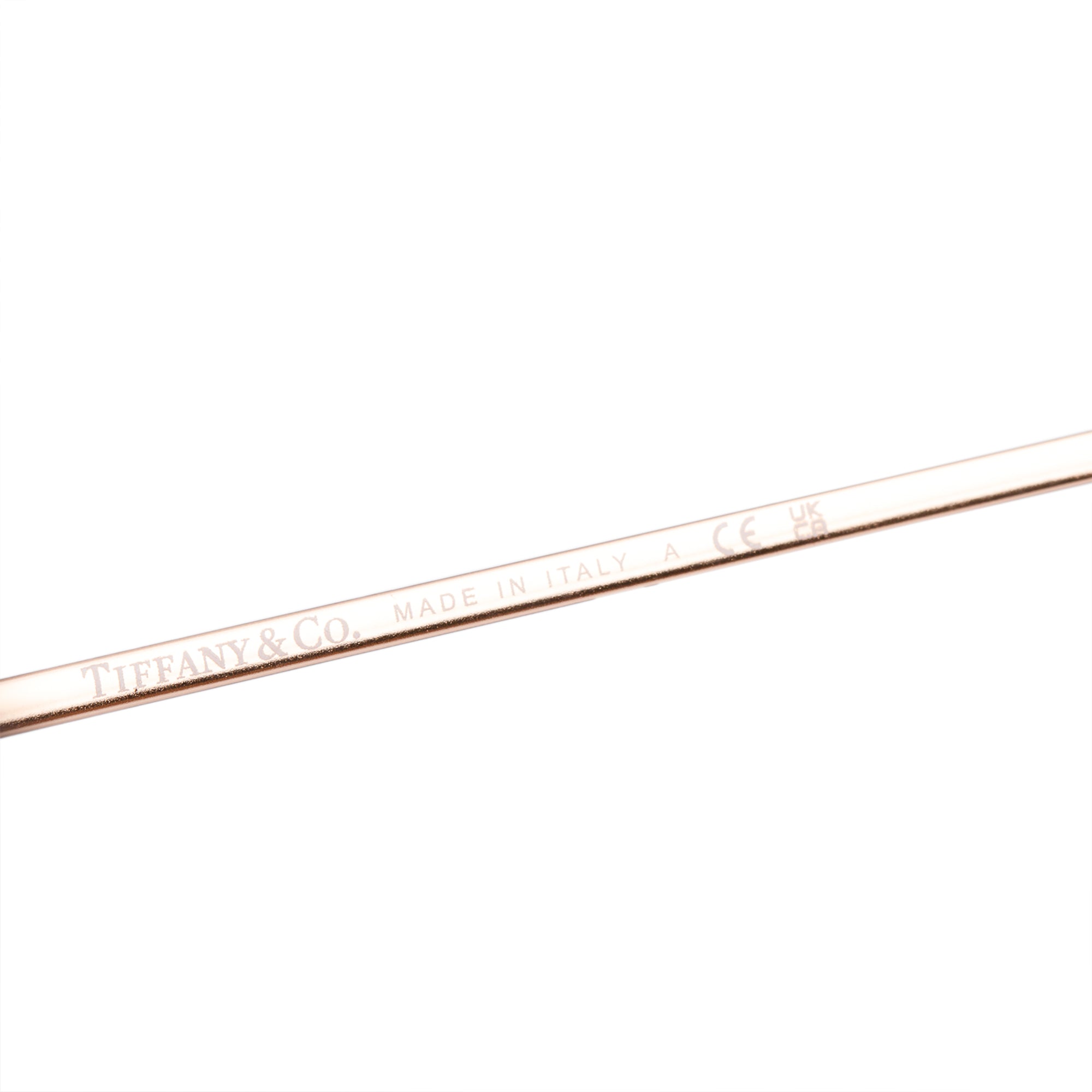 Tiffany & Co. TF 3077 Rose Gold Tone Metal Mother of Pearl T Rimless Sunglasses w/ Box & Case