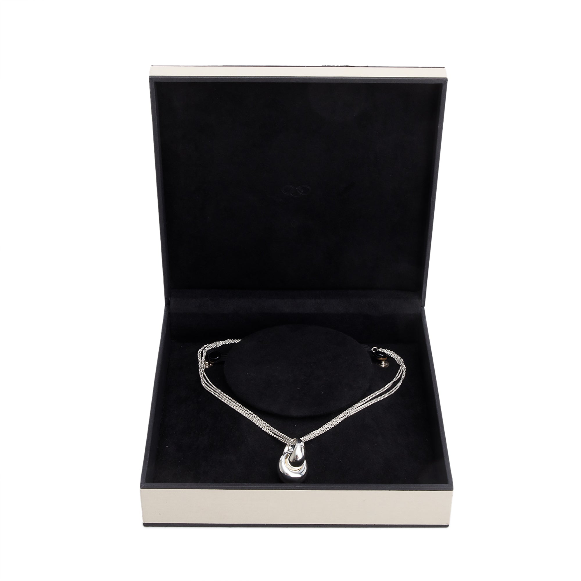 Links of London Sterling Silver Interlocking Dome Ring Pendant Necklace w/ Box