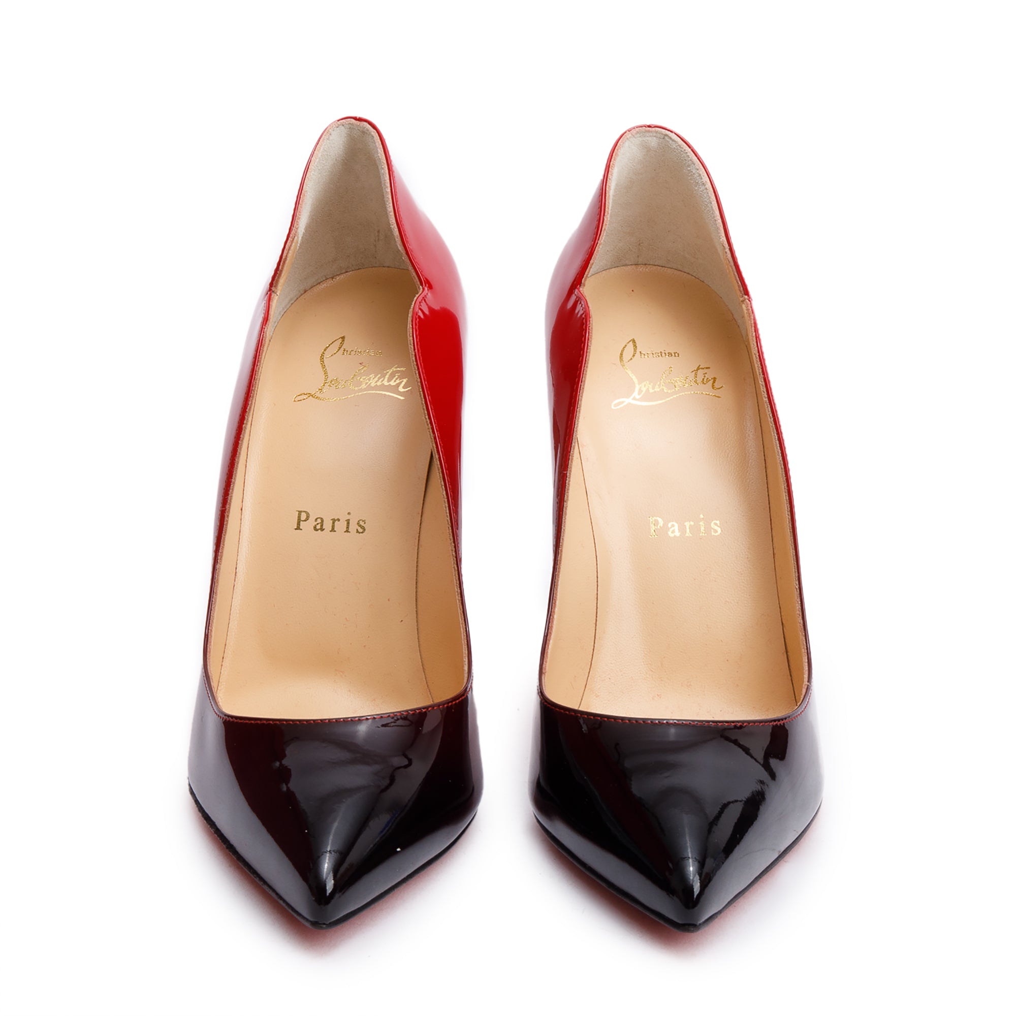 Christian Louboutin 2022 Red Ombre Patent Leather Hot Chick 100 Pumps, Size 38 w/ Box & Receipt
