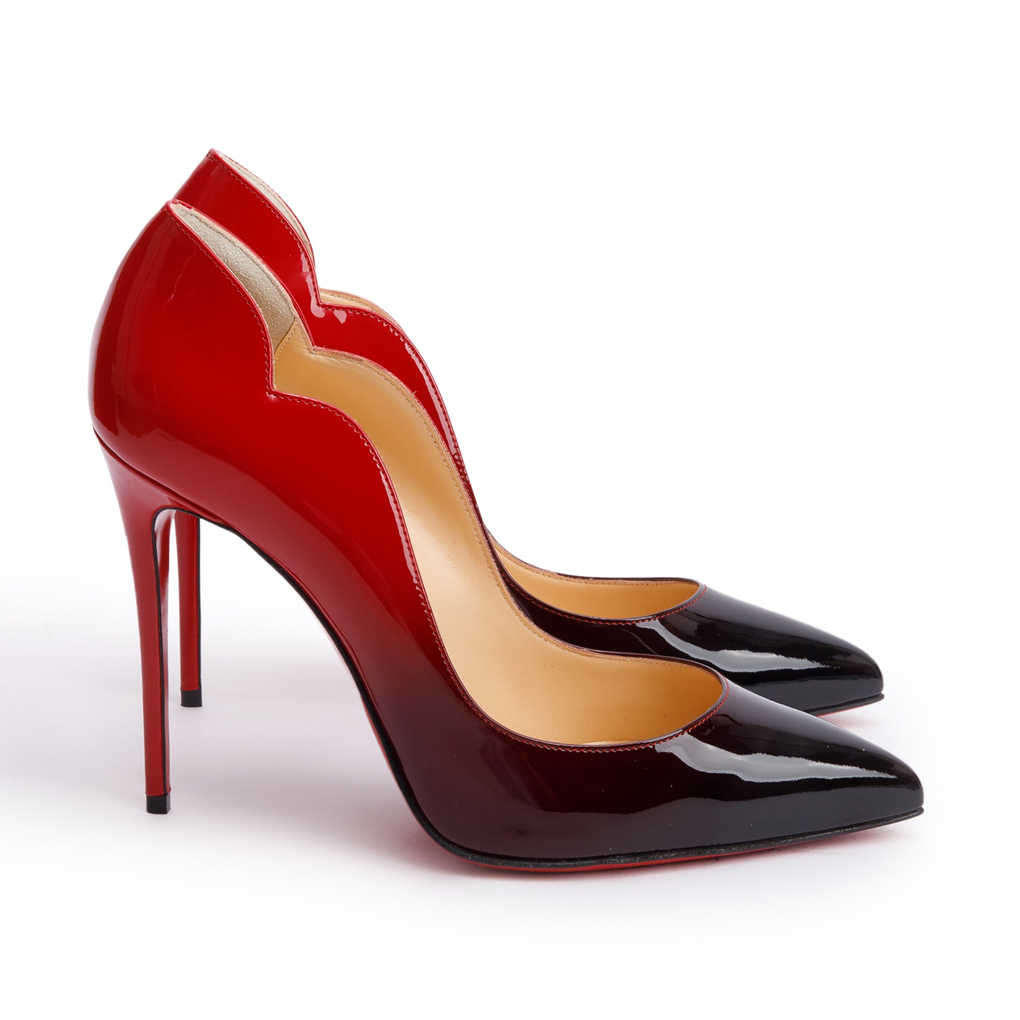 Christian Louboutin 2022 Red Ombre Patent Leather Hot Chick 100 Pumps, Size 38 w/ Box & Receipt