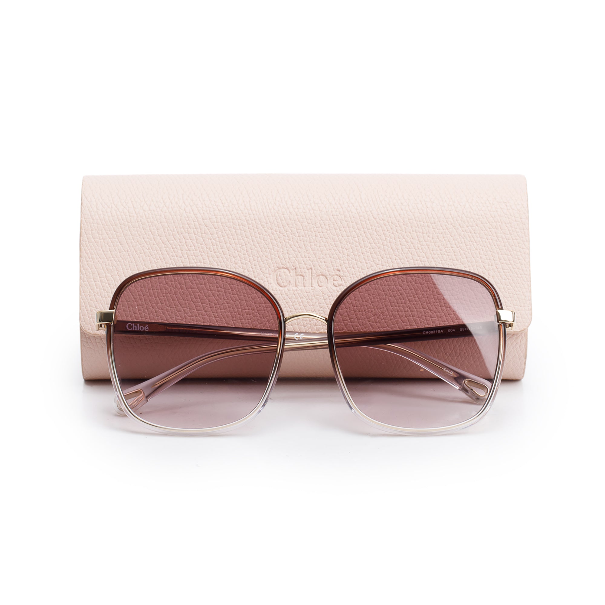 Chloe CH0031SA Brown Ombre Acetate Franky Oversized Sunglasses w/ Case