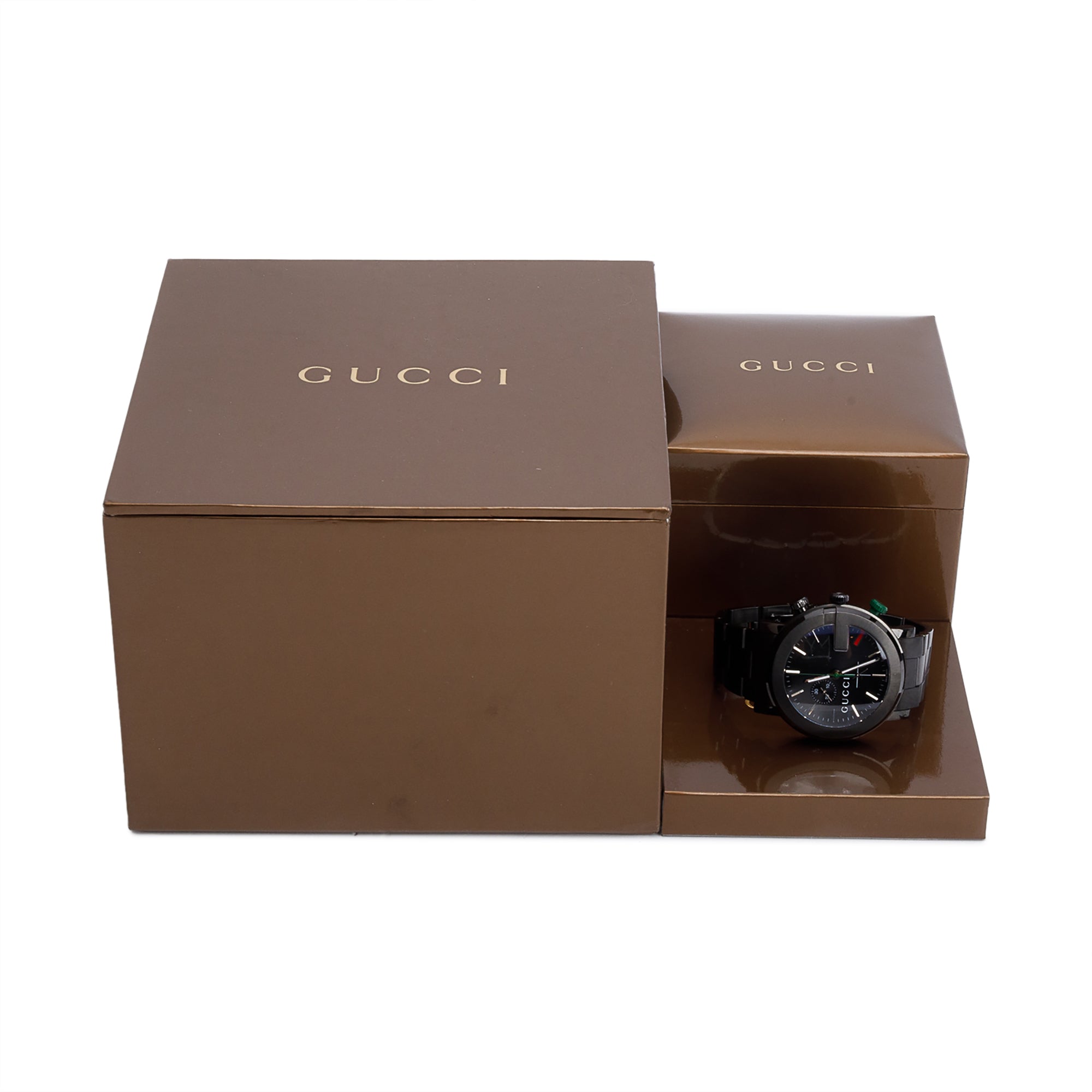 Gucci Black PVD Stainless Steel G-Chrono 44 MM Watch w/ Box