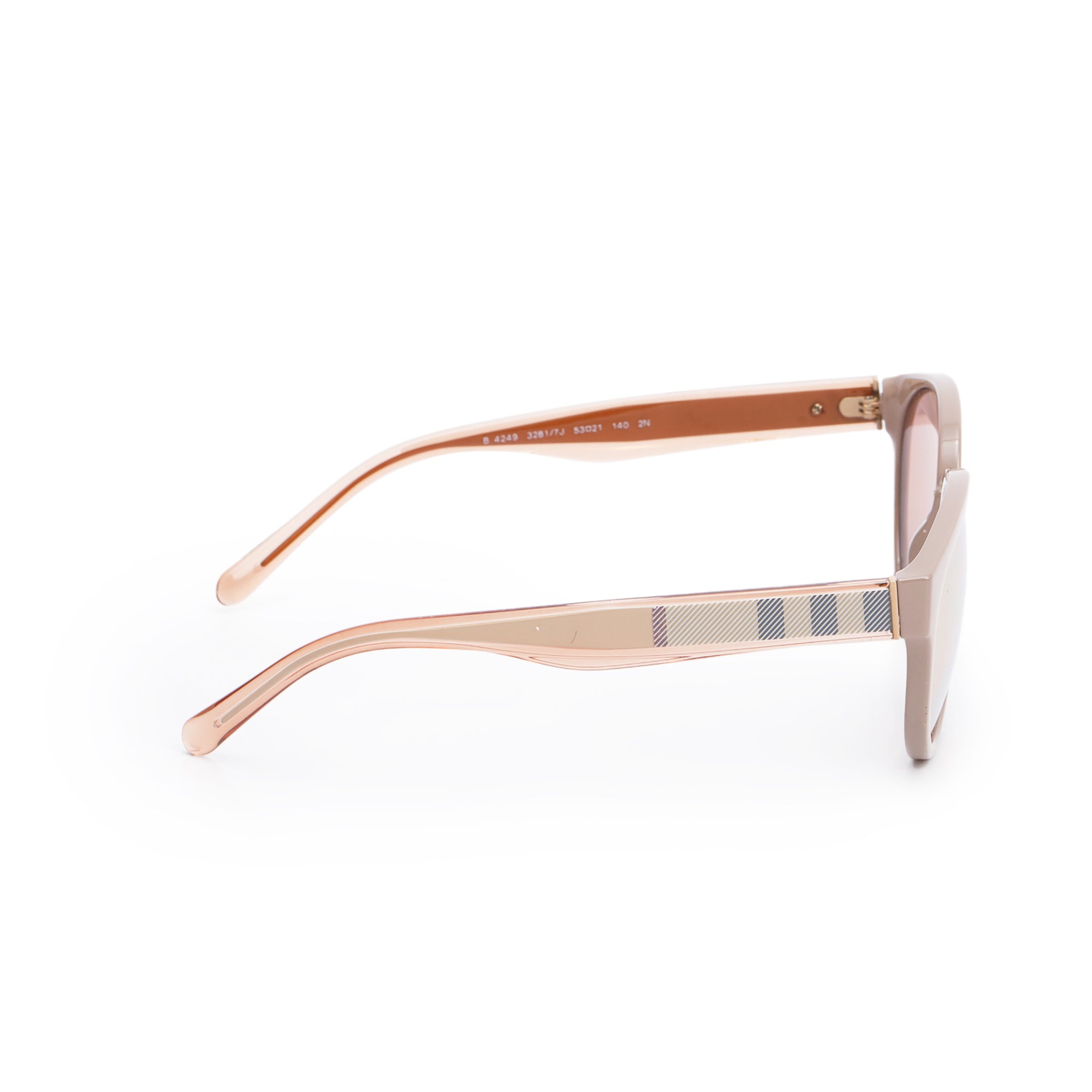 Burberry B 4249 Beige Acetate Check Trim Cat-Eye Mirrored Sunglasses w/ Case
