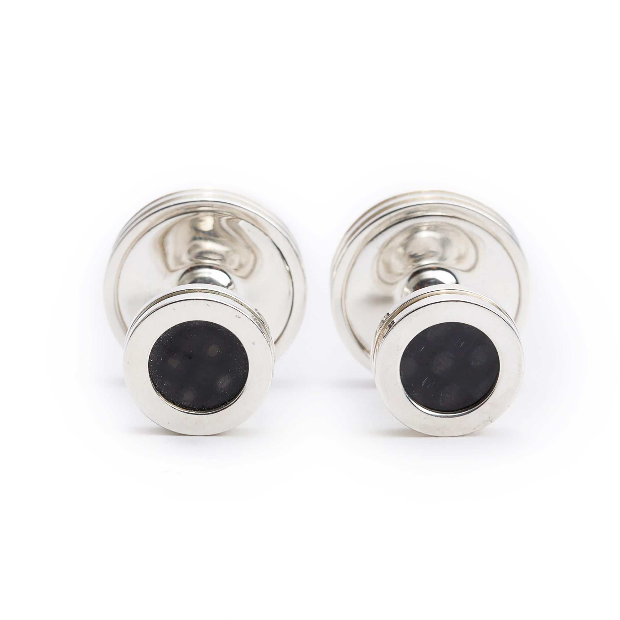 Tiffany & Co. Paloma Picasso Sterling Silver Carbon Fiber Cufflinks w/ Box