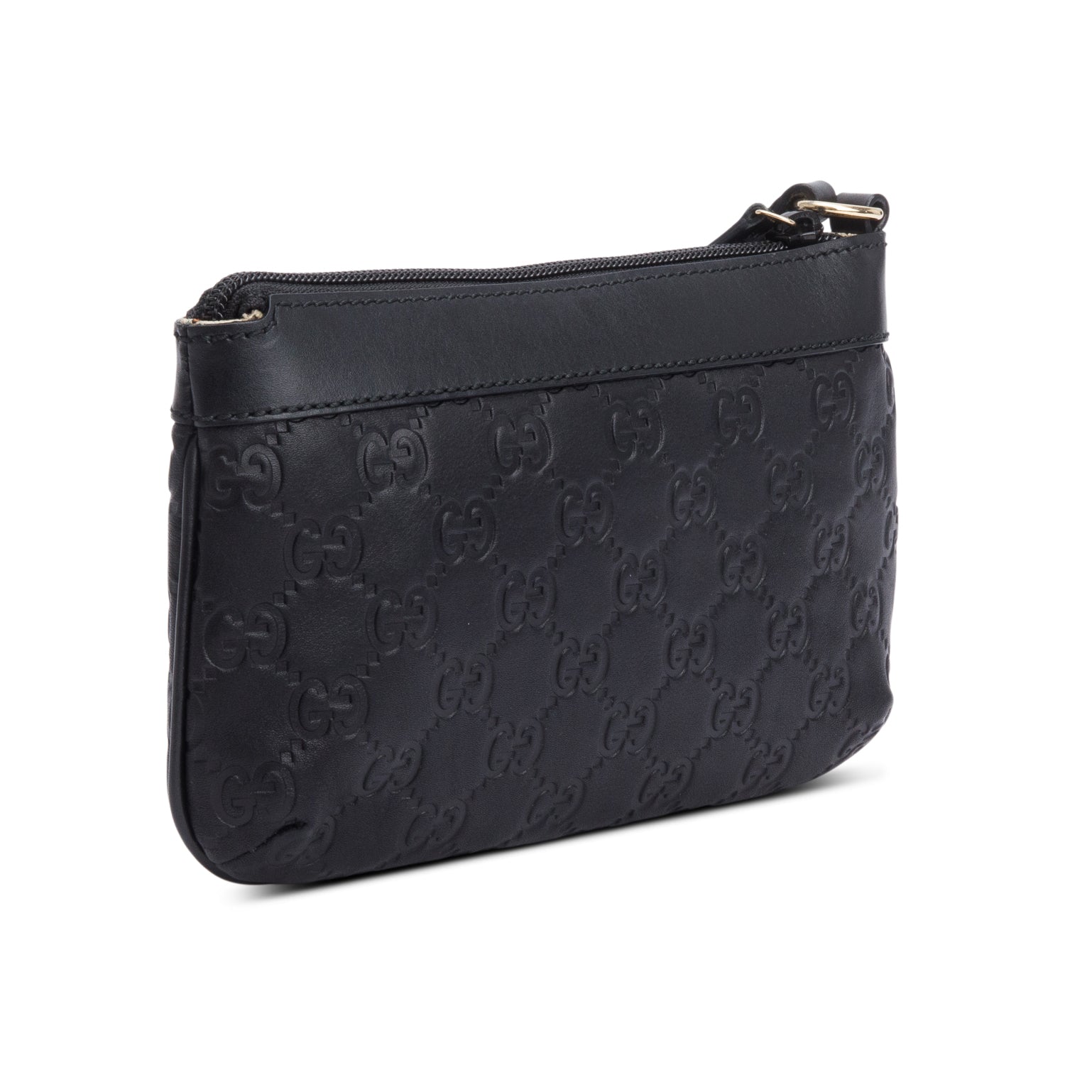 Gucci Black Signature Leather Wristlet