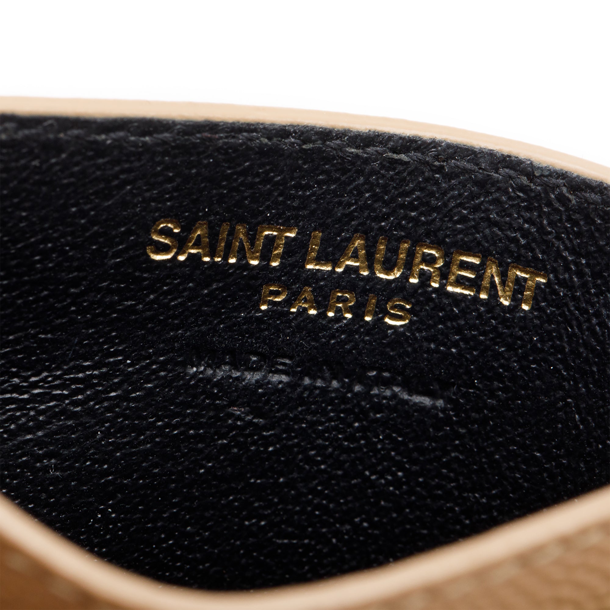 Saint Laurent Beige Grain de Poudre Matelasse Chevron Leather Card Case w/ Box