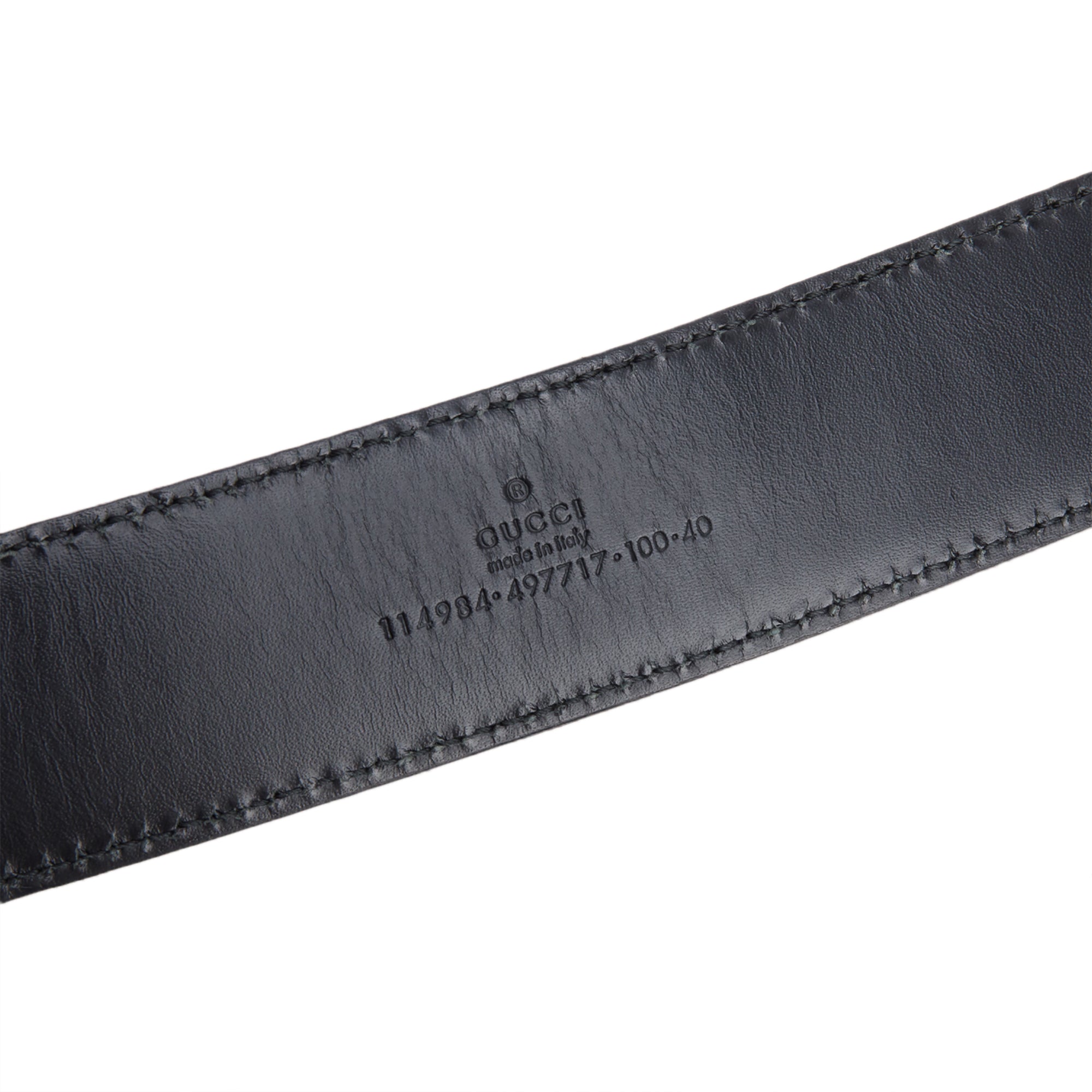 Gucci Black Signature Leather Interlocking G Buckle Belt 100 40