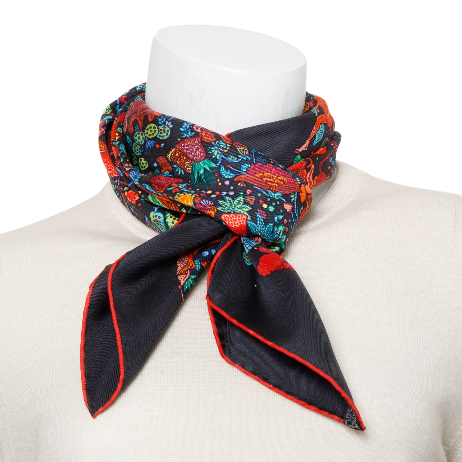 Hermes Black/Multicolor 'Legende Moghole' Silk Scarf 90
