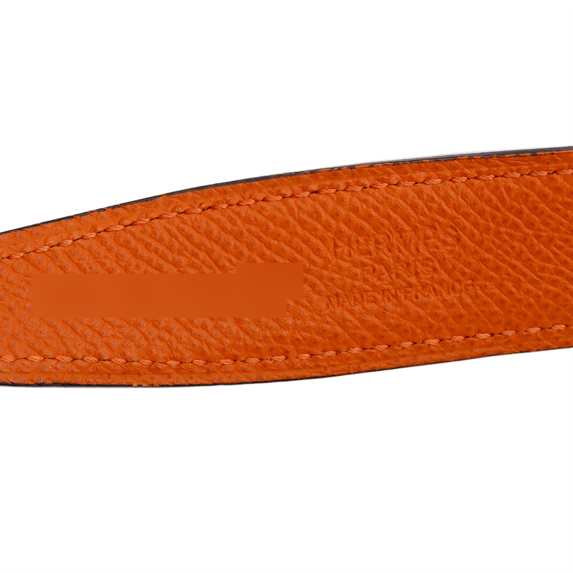 Hermes Noir/Orange Swift & Epsom Leather Reversible 24 MM Palladium Plated Mini H Belt Kit