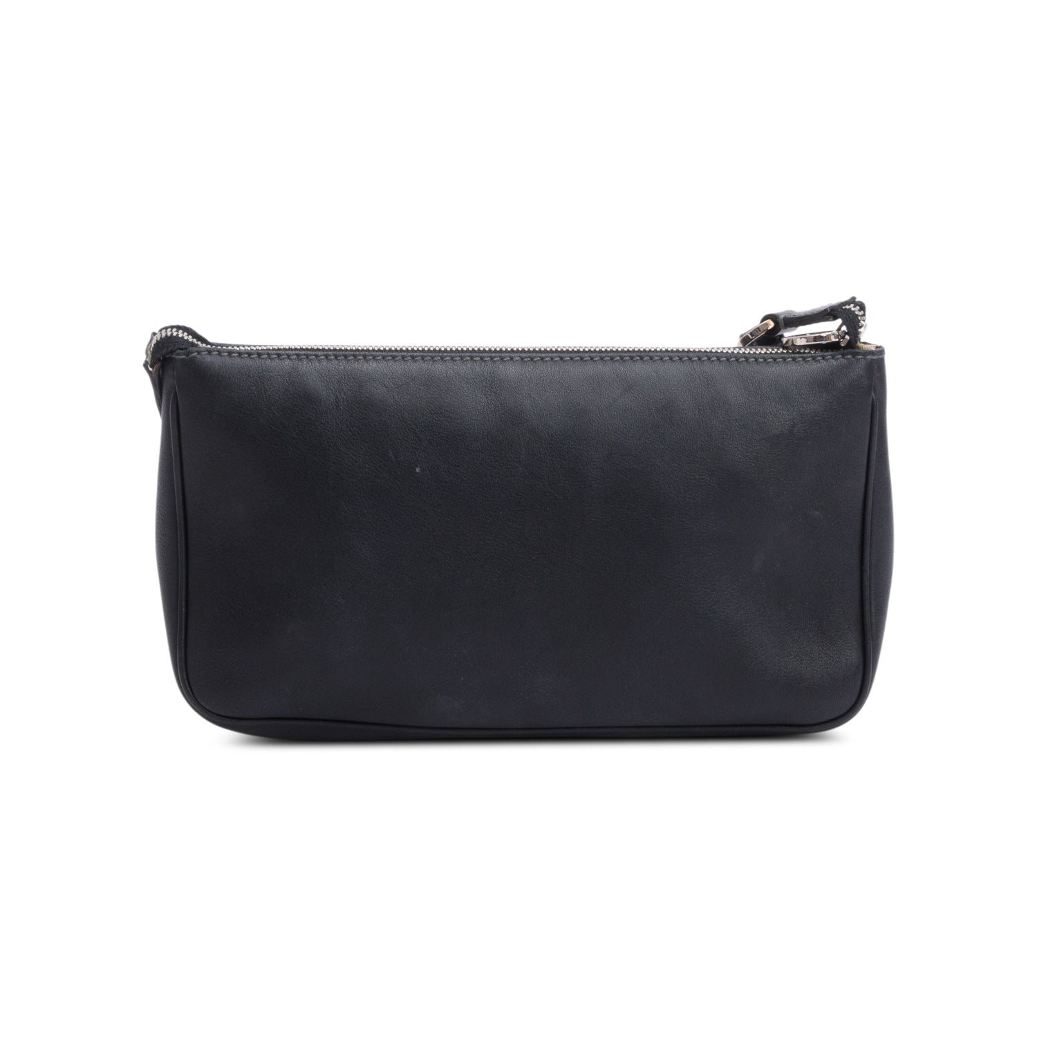 Ferragamo Black Leather Double Gancini Mini Pochetter Bag
