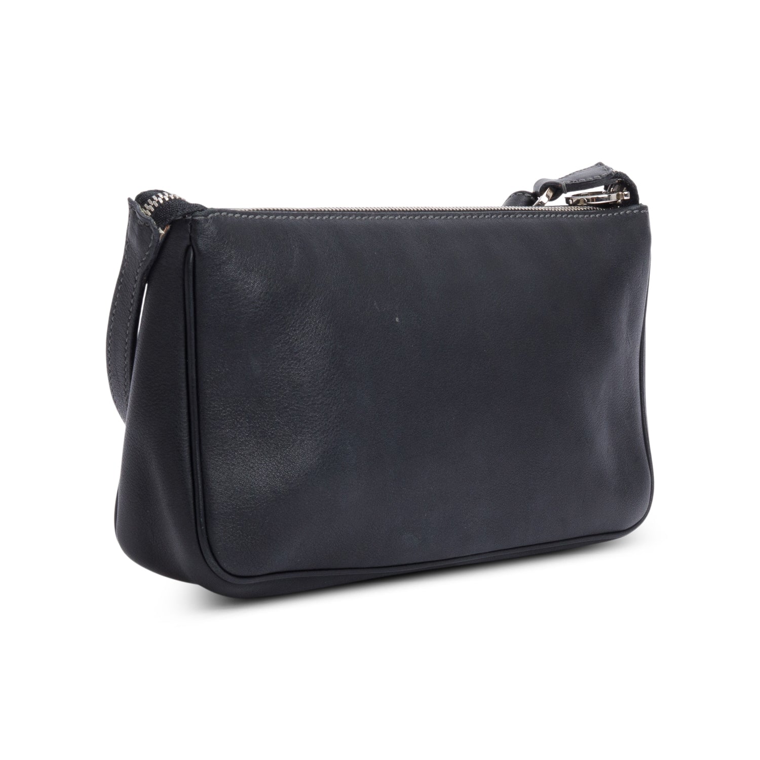 Ferragamo Black Leather Double Gancini Mini Pochetter Bag