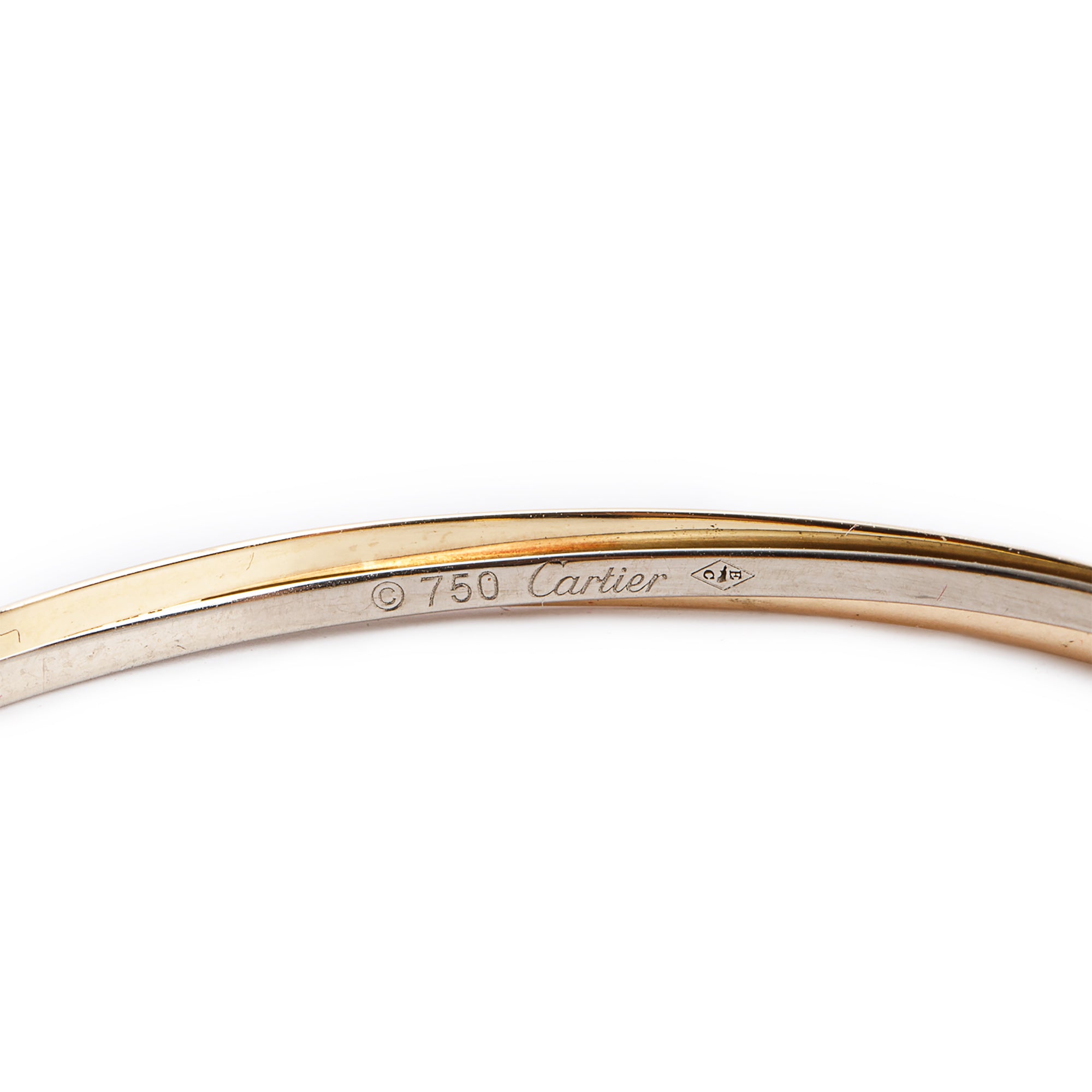 Cartier 18k Yellow, White & Rose Gold Trinity Large Hoop Earrings w/ Certificate