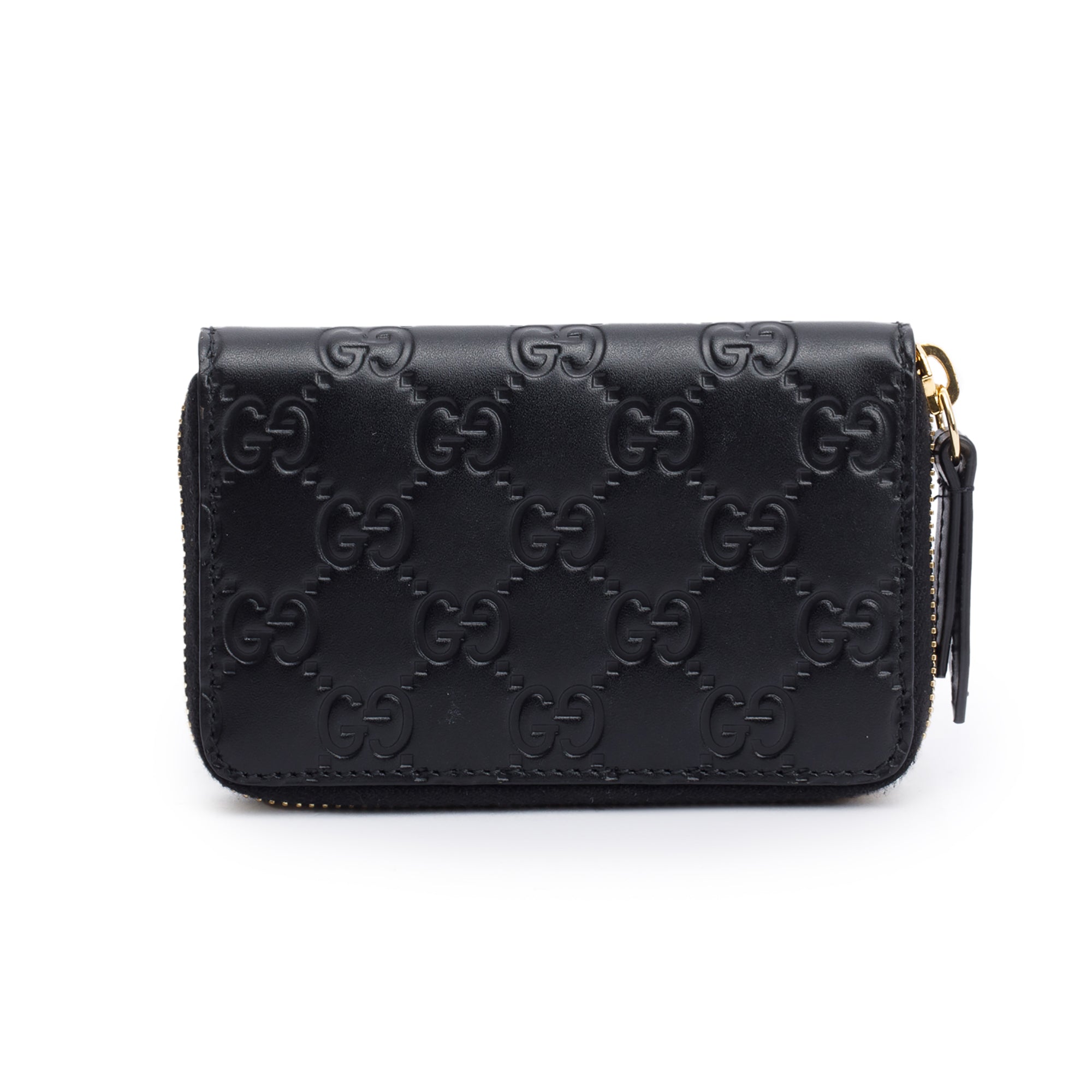 Gucci Black Guccissima Leather Zip Around Card Case w/ Box & Receipt