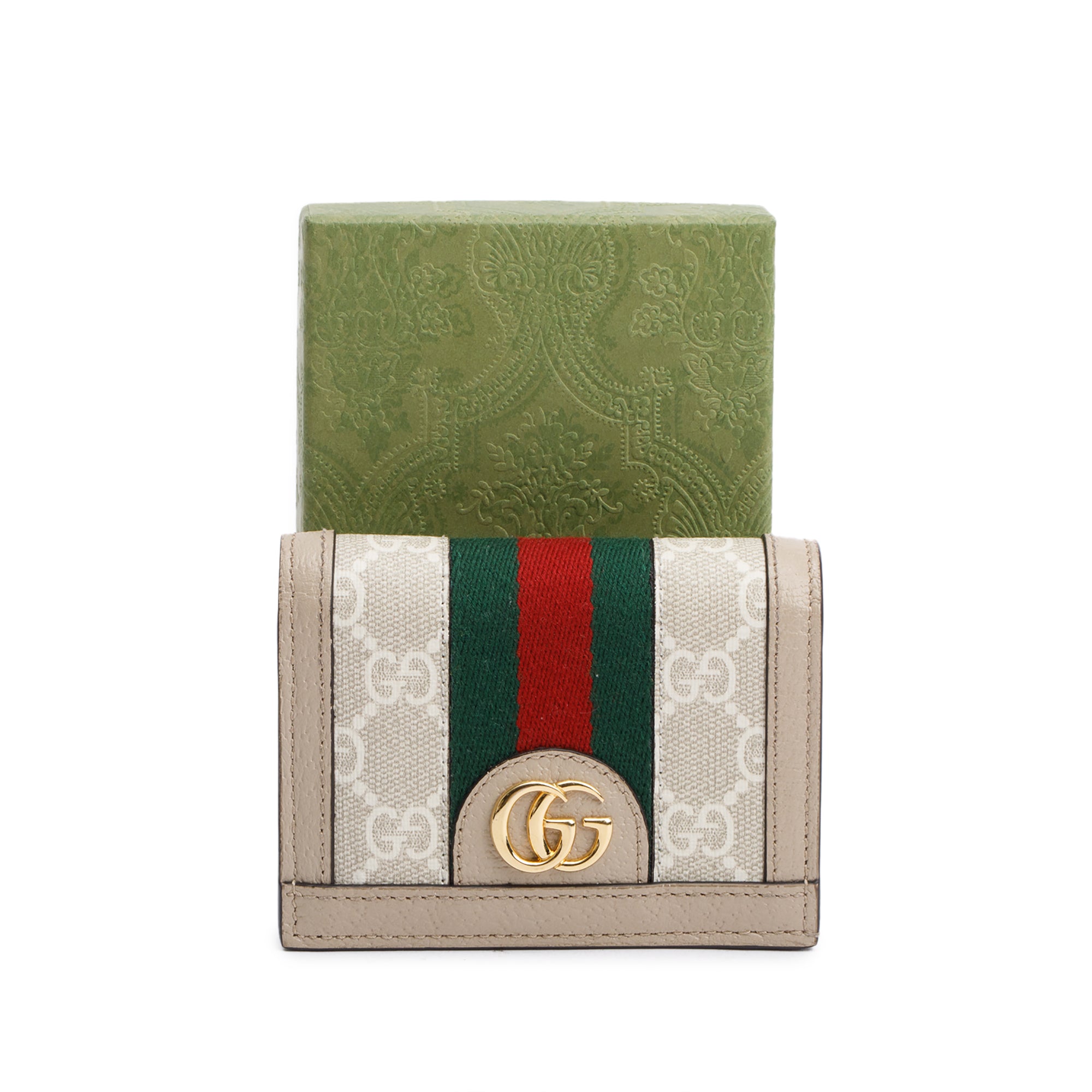 Gucci Beige Ophidia GG Supreme Canvas Card Case Wallet w/ Box