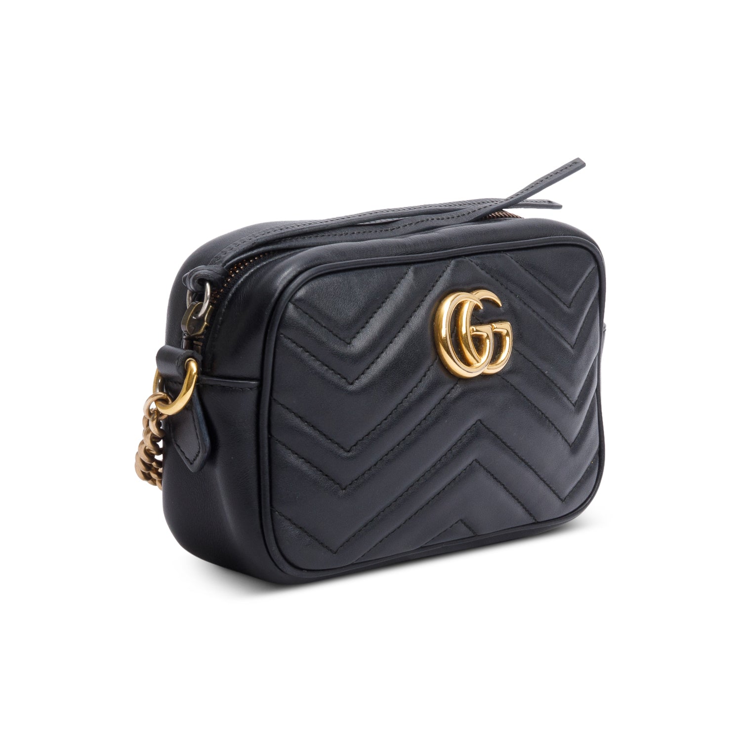 Gucci Black GG Marmont Matelasse Mini Camera Bag