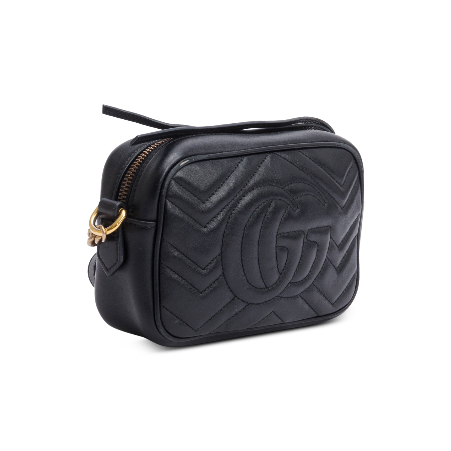 Gucci Black GG Marmont Matelasse Mini Camera Bag