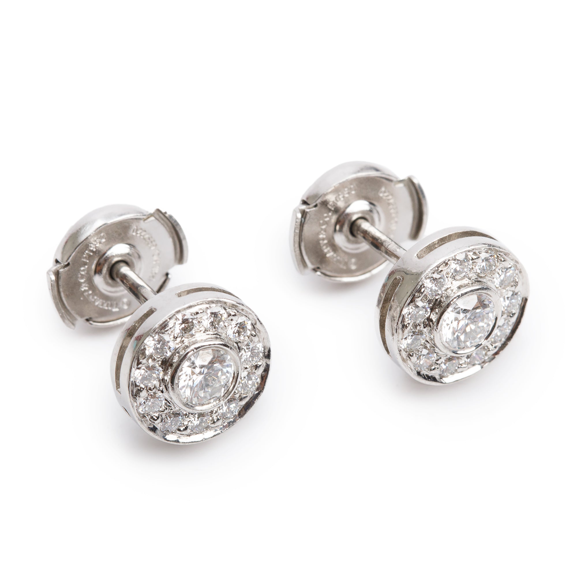 Tiffany & Co. Platinum Diamond Circlet Stud Earrings w/ Box