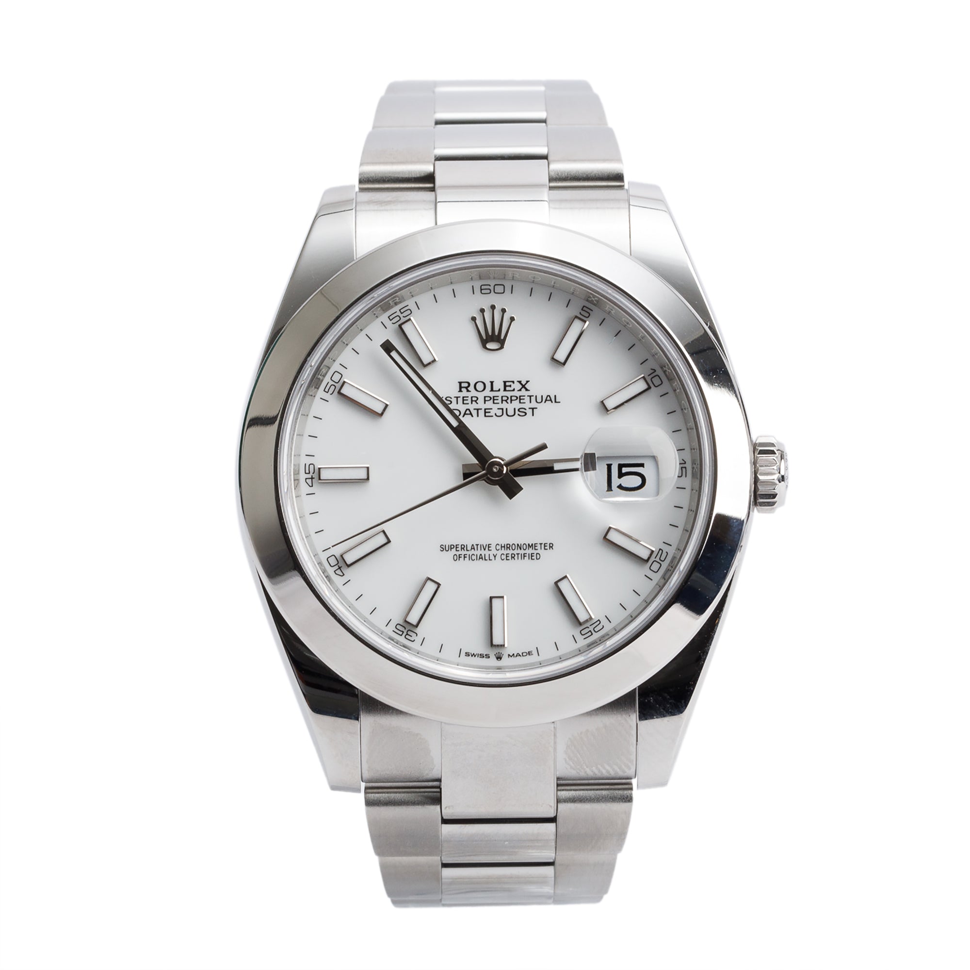 Rolex 2023 Stainless Steel Oyster Perpetual White Dial Datejust 41 MM Watch 126300 w/ Box & Papers