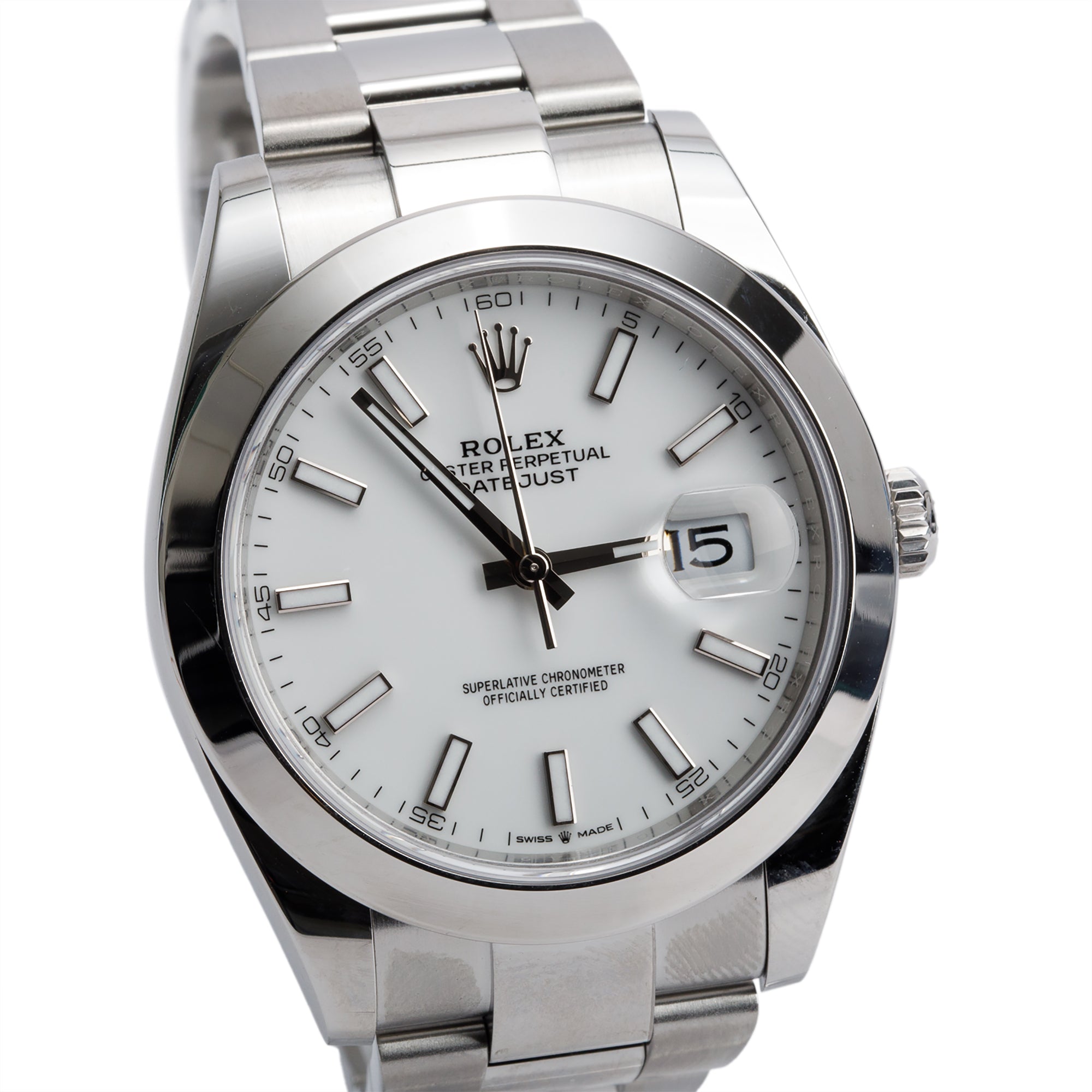Rolex 2023 Stainless Steel Oyster Perpetual White Dial Datejust 41 MM Watch 126300 w/ Box & Papers