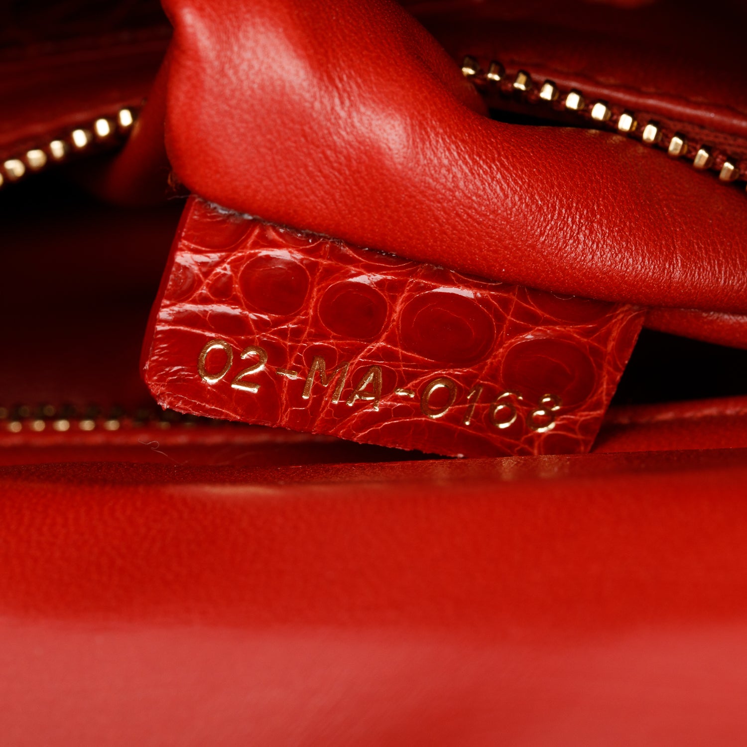 Christian Dior Red Crocodile Crystal Embellished Mini Lady Dior Bag w/ Strap, Box, Receipt & Authenticity Card