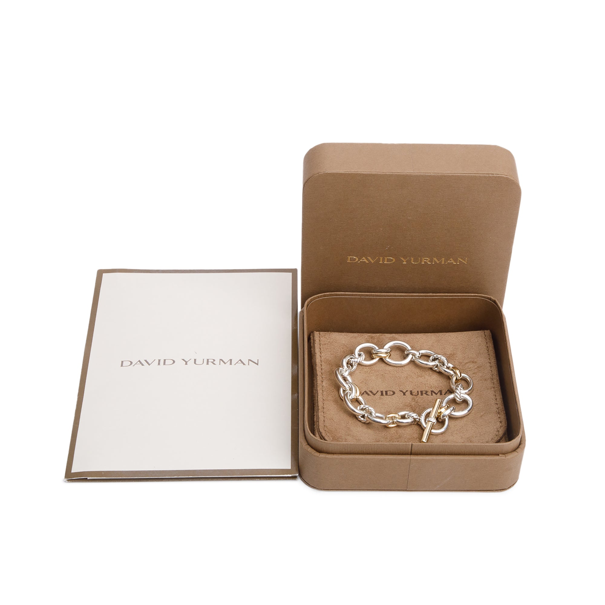 David Yurman Sterling Silver & 18k Yellow DY Mercer Chain Bracelet, 8 MM w/ Box