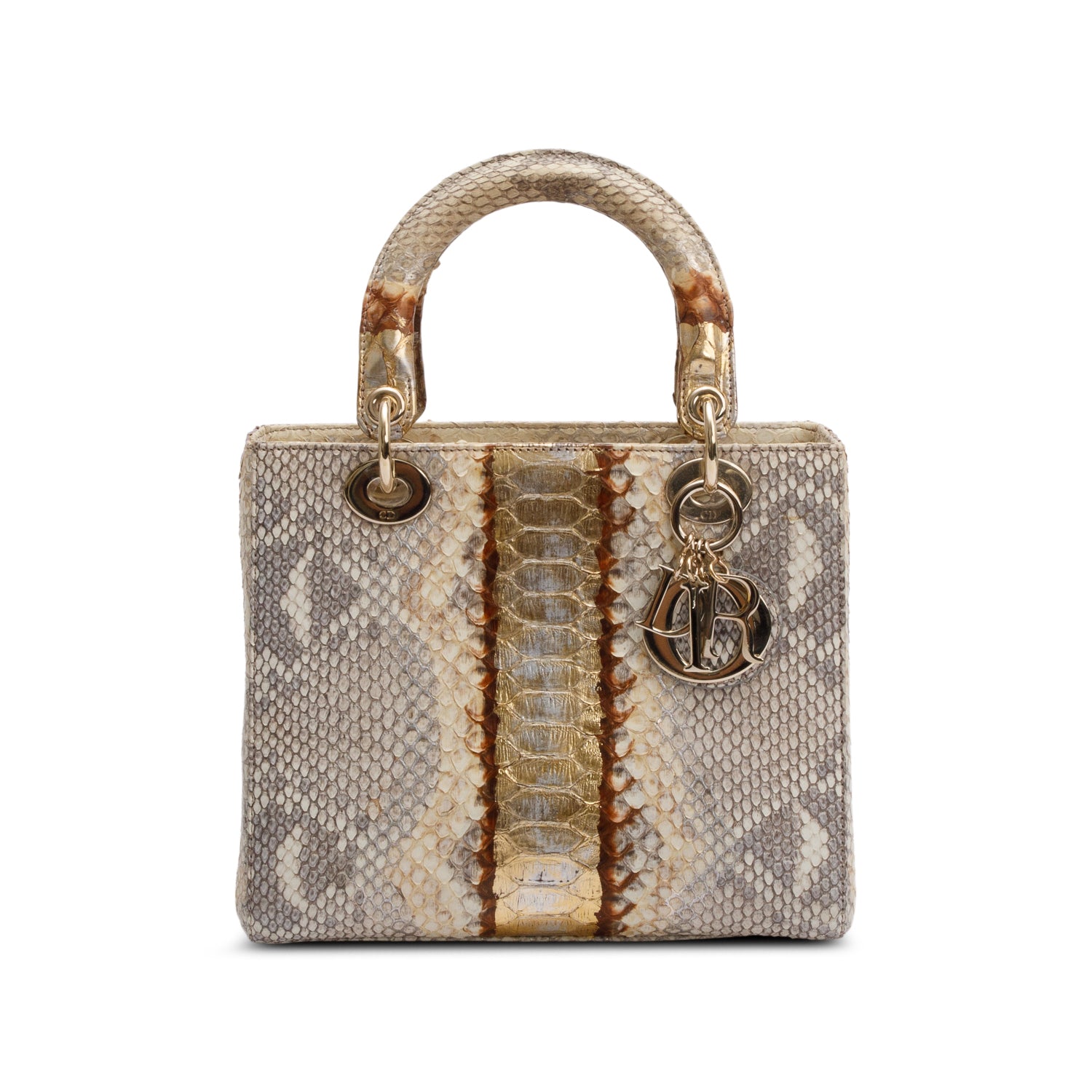 Christian Dior Gold Royal Python Medium Lady Dior Bag w/ Strap & Authenticity Card