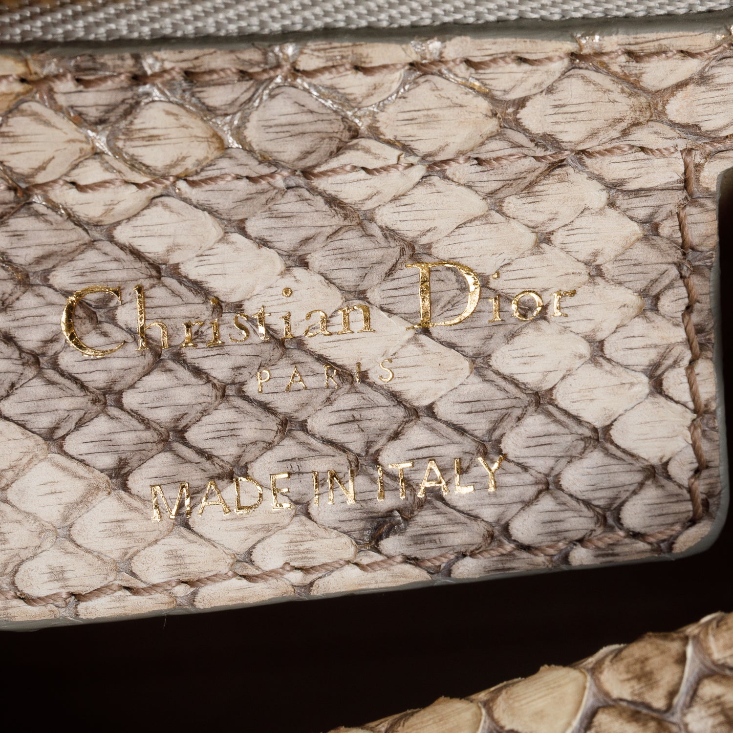 Christian Dior Gold Royal Python Medium Lady Dior Bag w/ Strap & Authenticity Card
