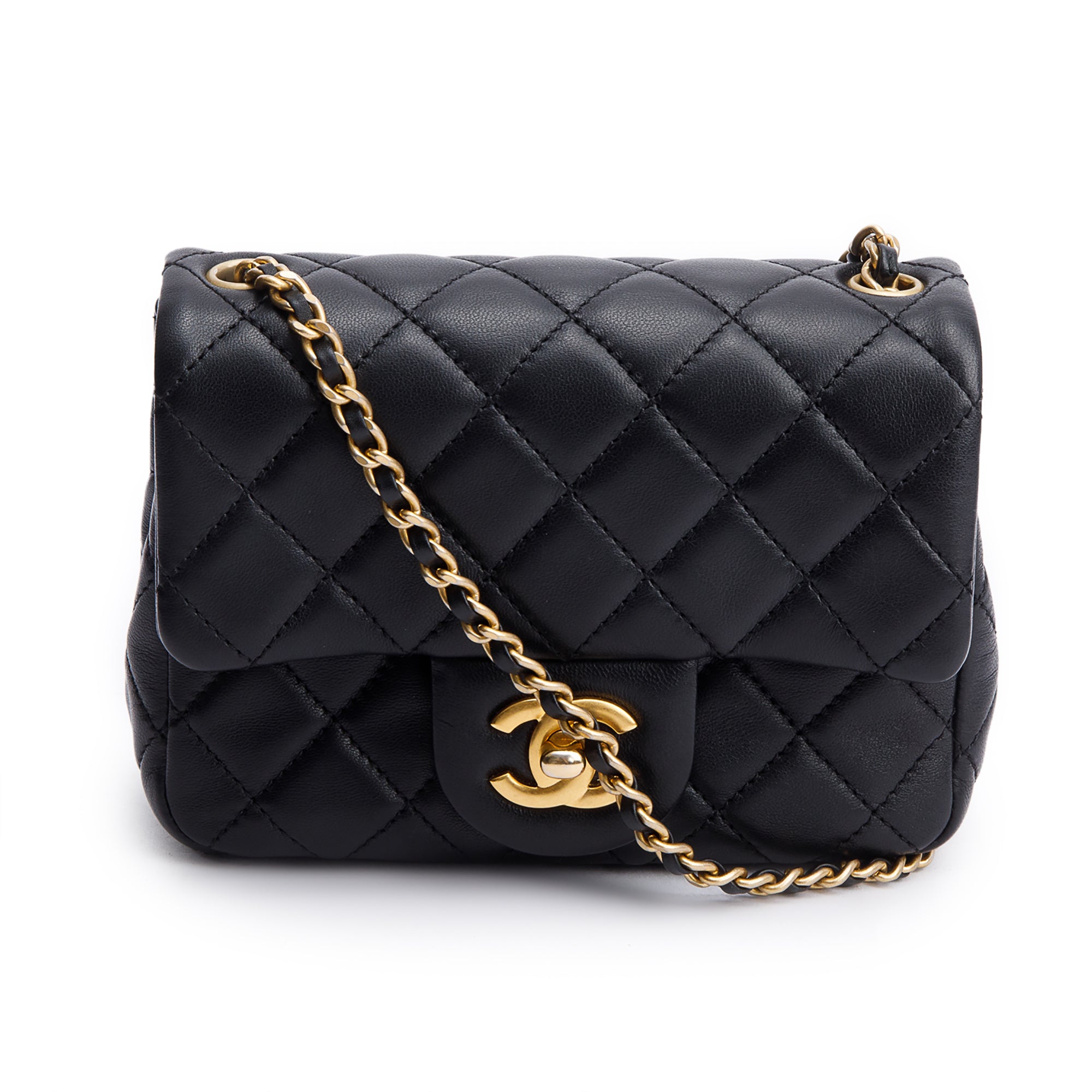 Chanel Black Quilted Lambskin Pearl Crush Square Mini Flap Bag