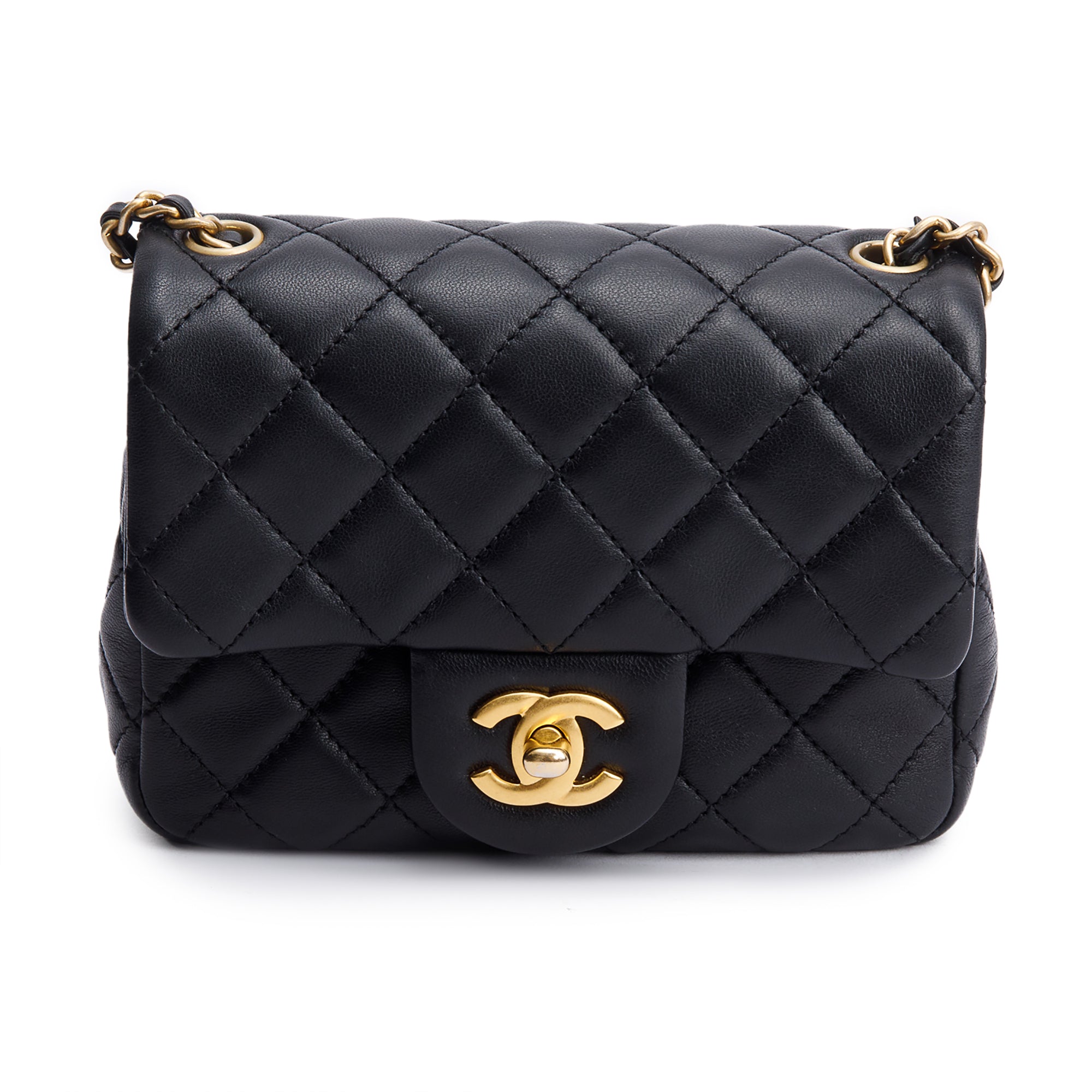 Chanel Black Quilted Lambskin Pearl Crush Square Mini Flap Bag