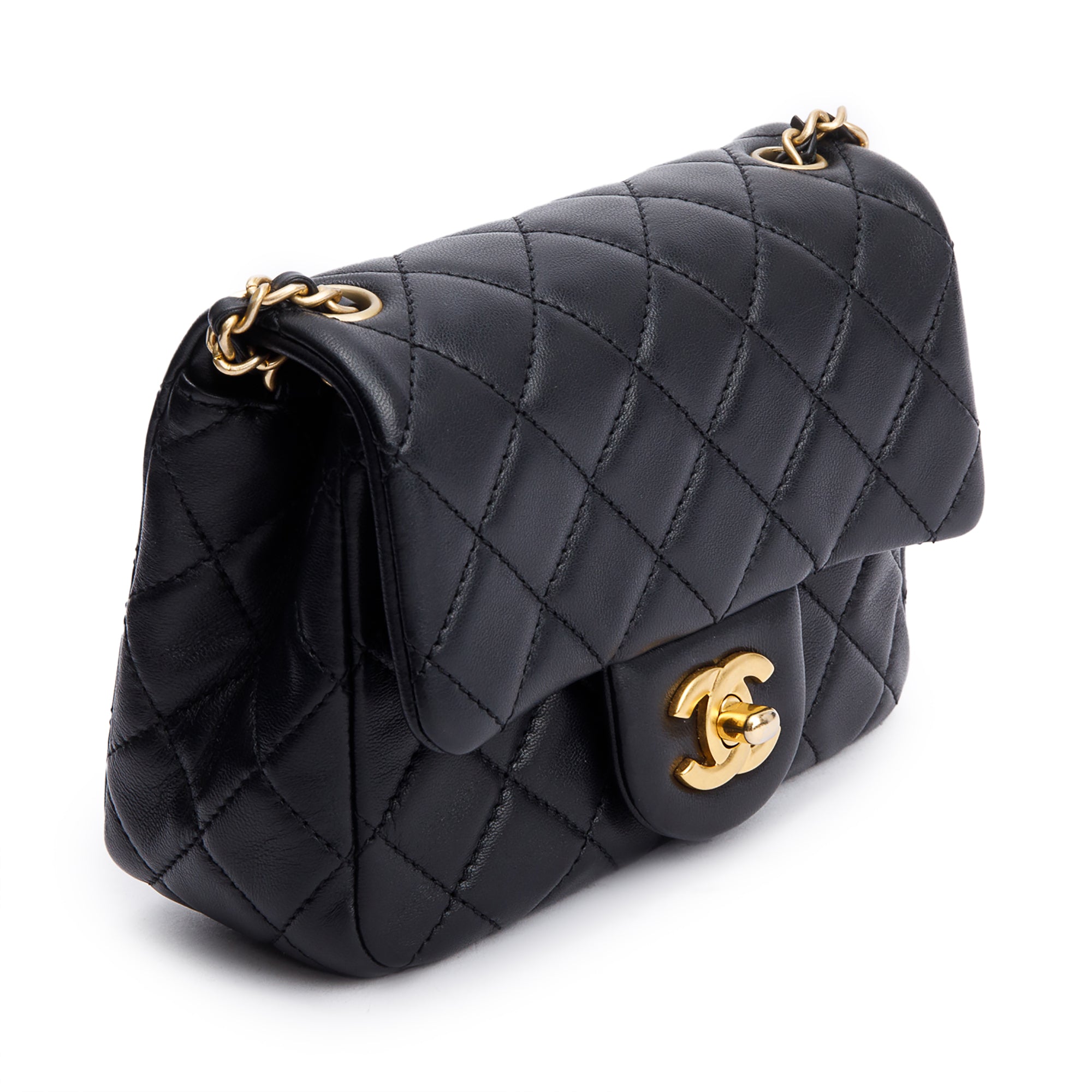 Chanel Black Quilted Lambskin Pearl Crush Square Mini Flap Bag
