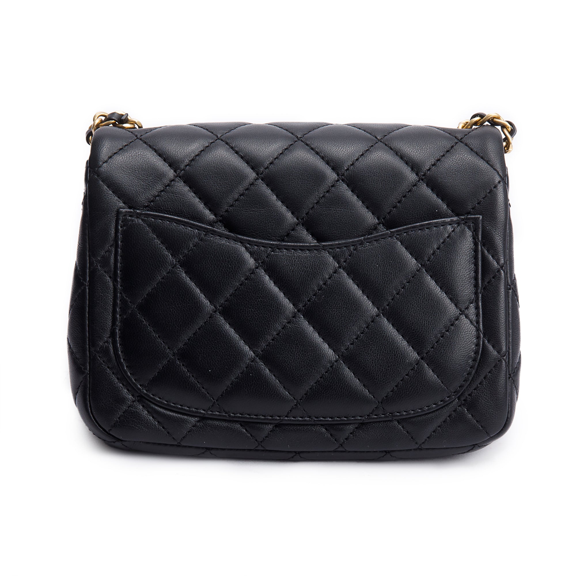 Chanel Black Quilted Lambskin Pearl Crush Square Mini Flap Bag