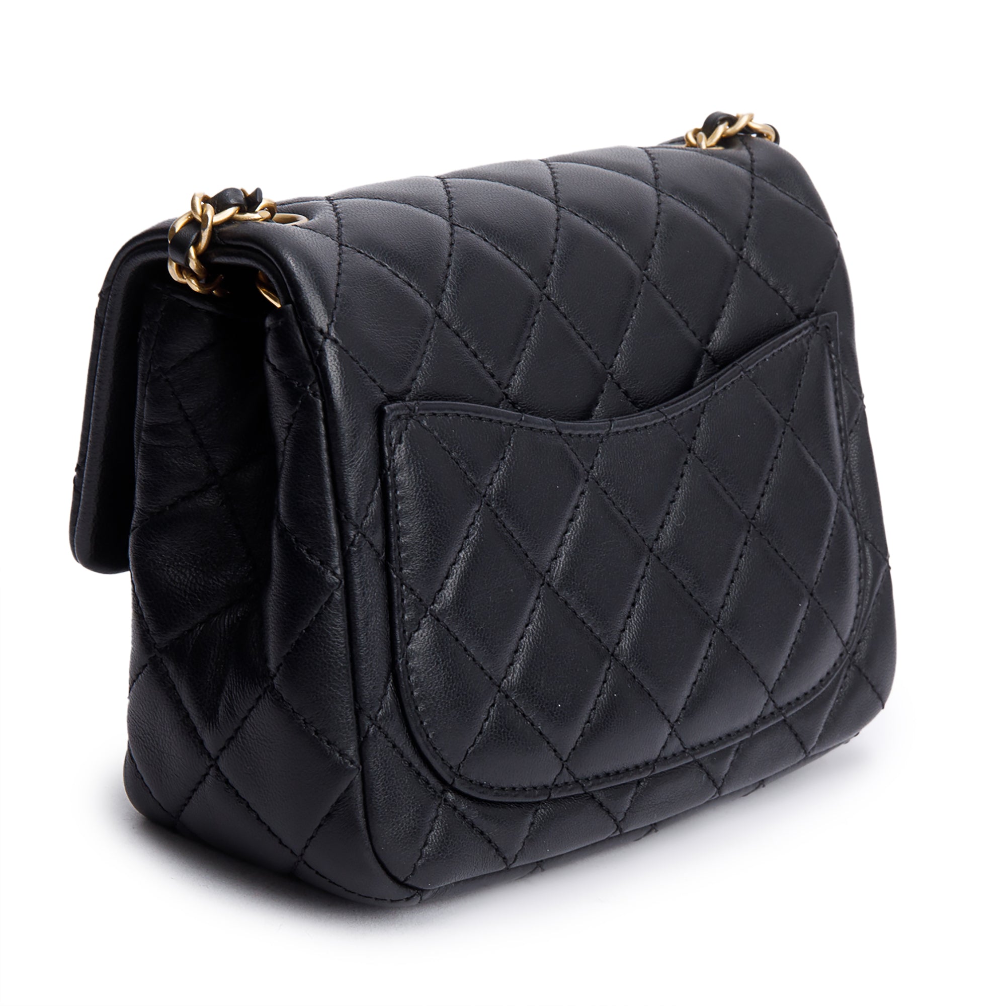 Chanel Black Quilted Lambskin Pearl Crush Square Mini Flap Bag