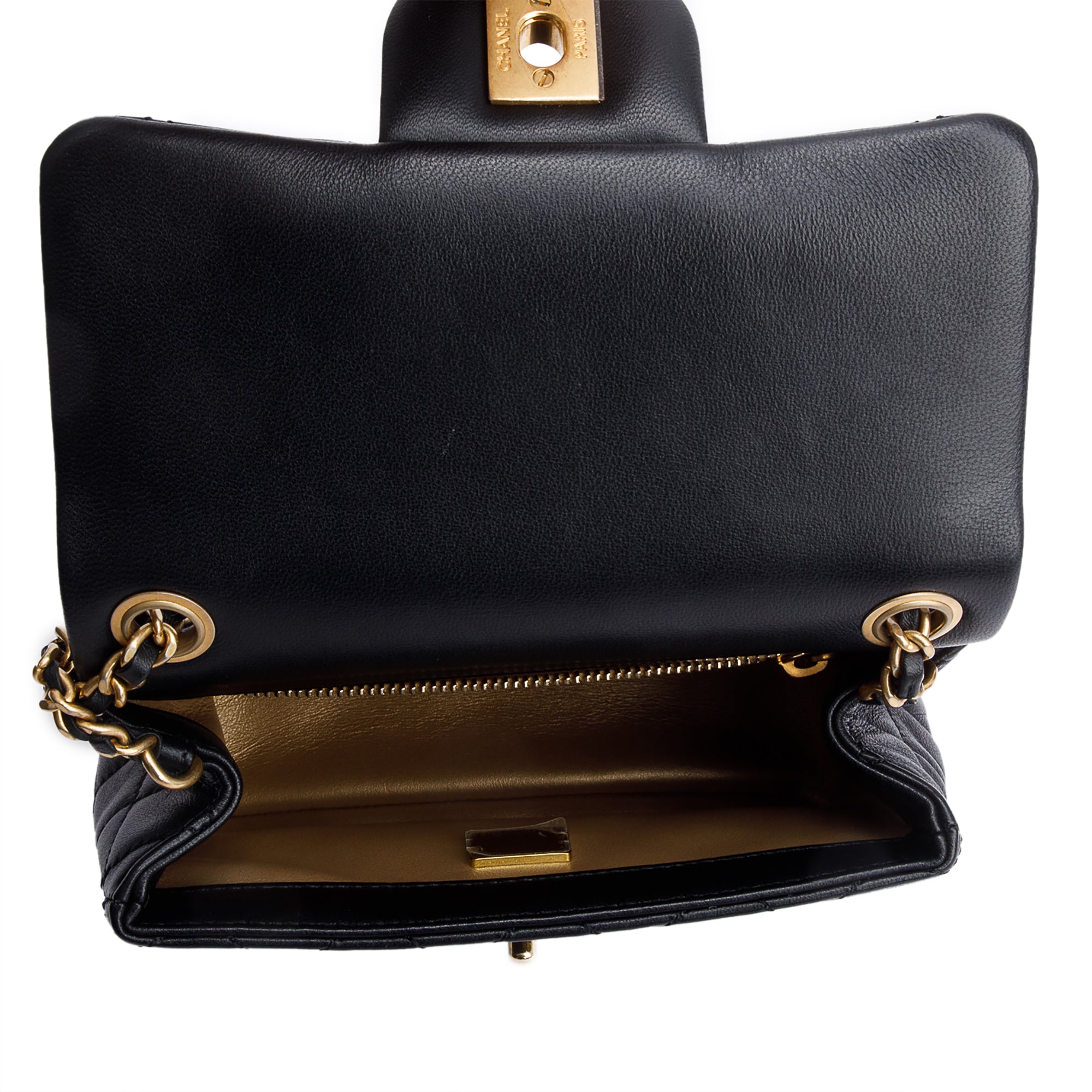 Chanel Black Quilted Lambskin Pearl Crush Square Mini Flap Bag